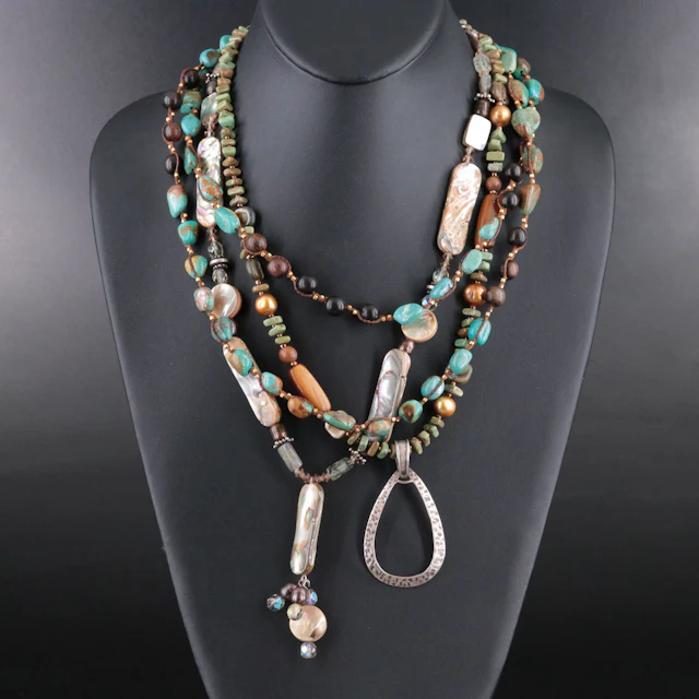 Silpada, Turquoise and Abalone Featured in Sterling Necklaces