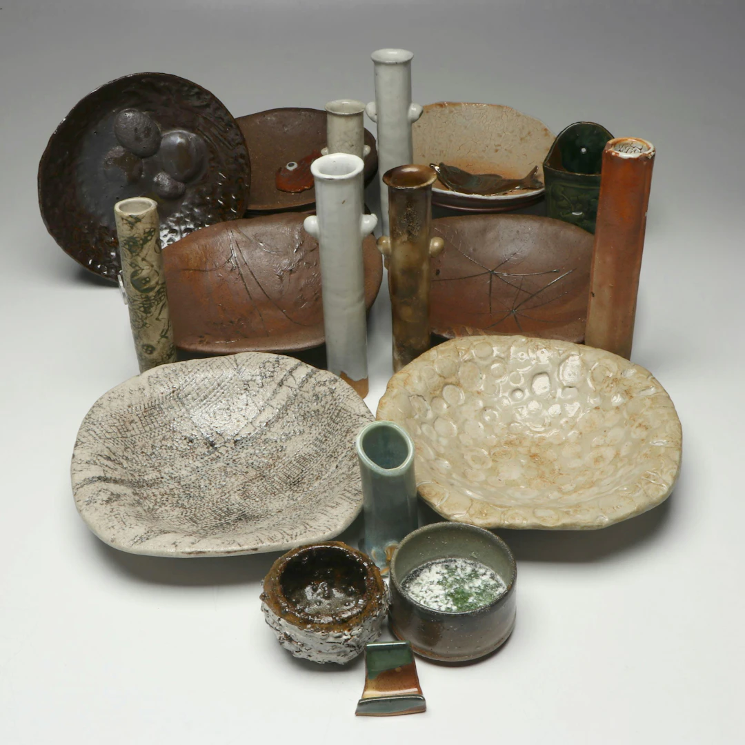 Textured and Sculptural Art Pottery Bowls, Vases and More Table Accessories