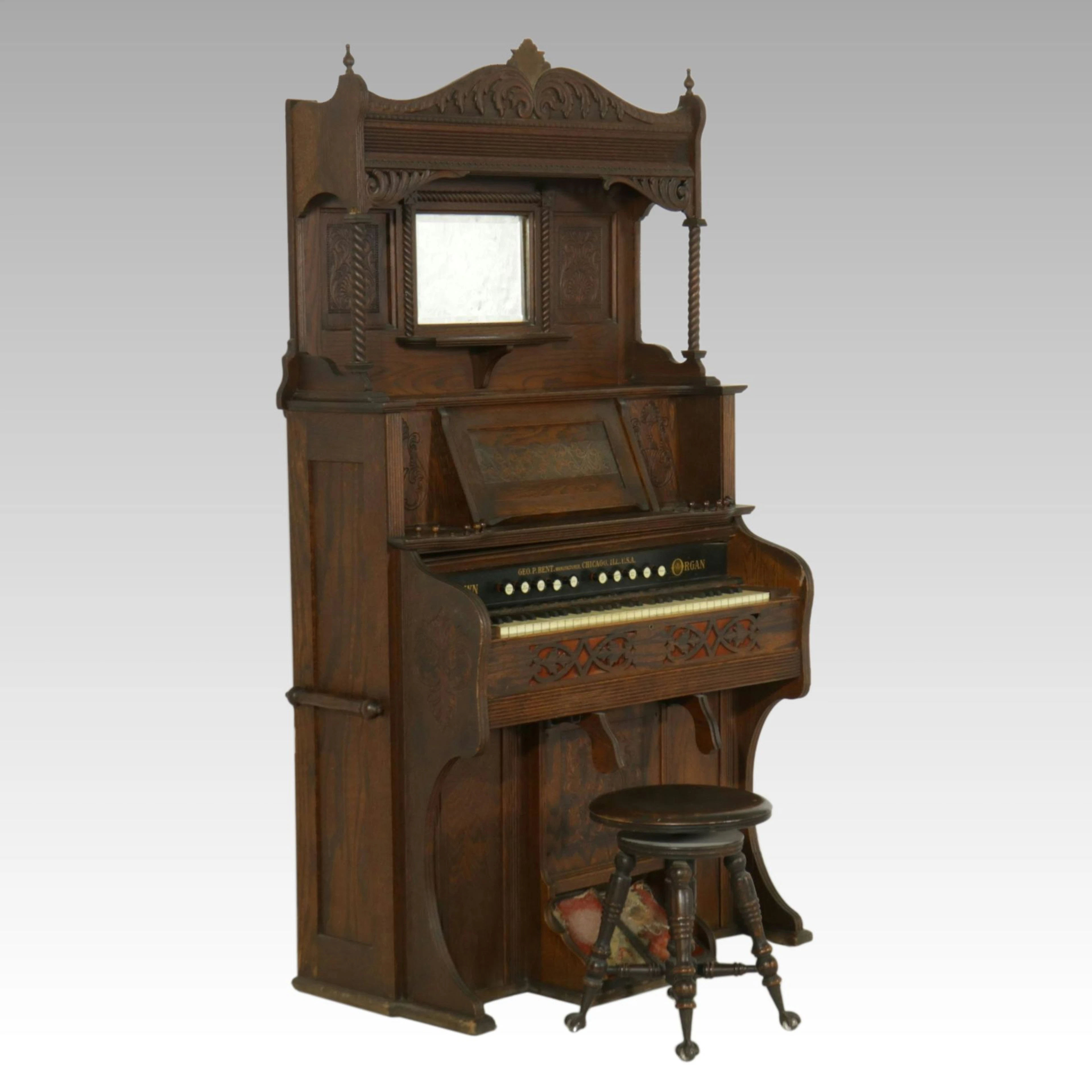 George P. Bent Victorian Pump Organ, Late 19th Century