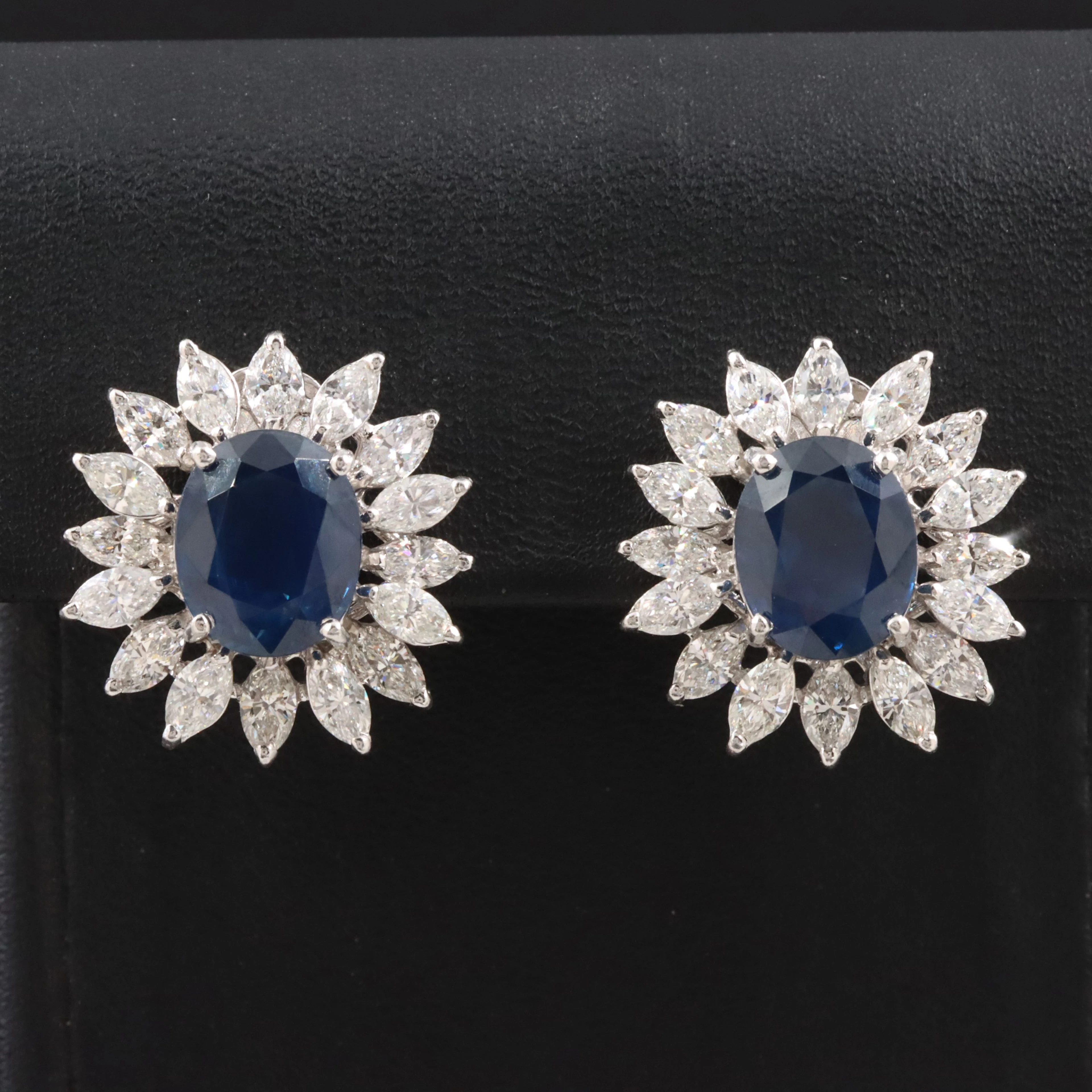Platinum 8.60 CTW Sapphire and 5.75 CTW Diamond Earrings with GIA Report