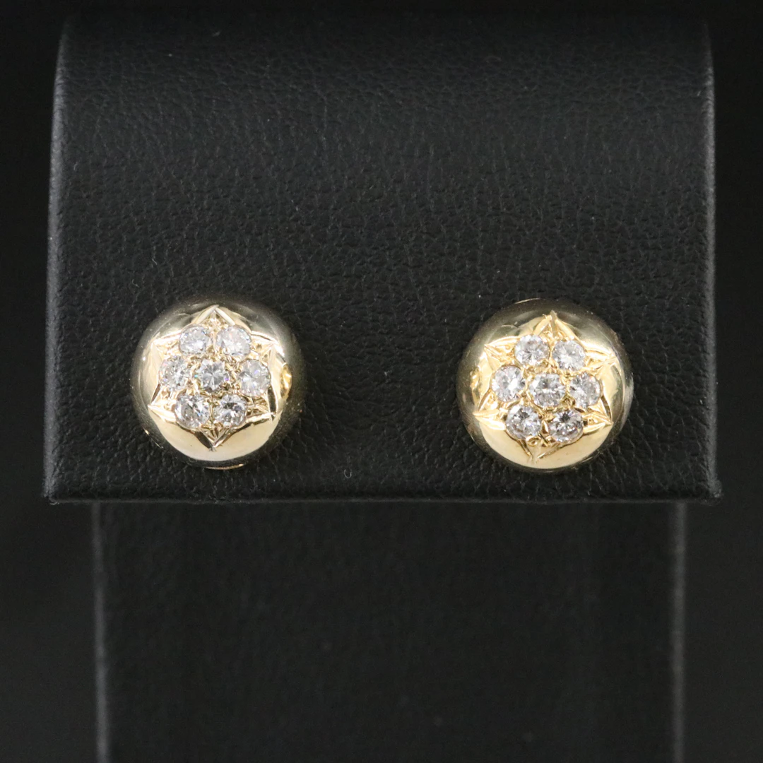 18K 0.52 CTW Diamond Dome Earrings