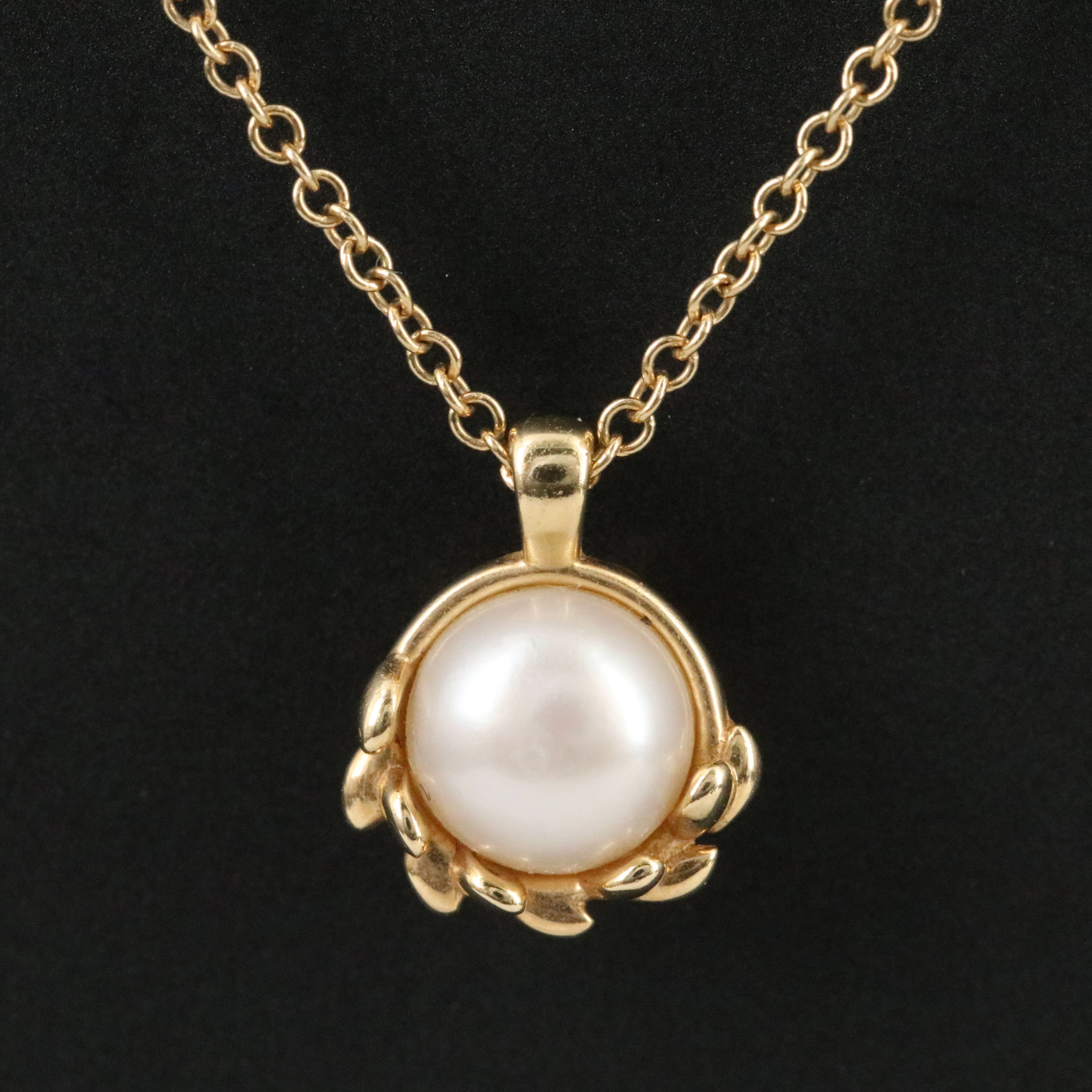 Paloma Picasso for Tiffany & Co. 18K Olive Leaf Pearl Pendant Necklace