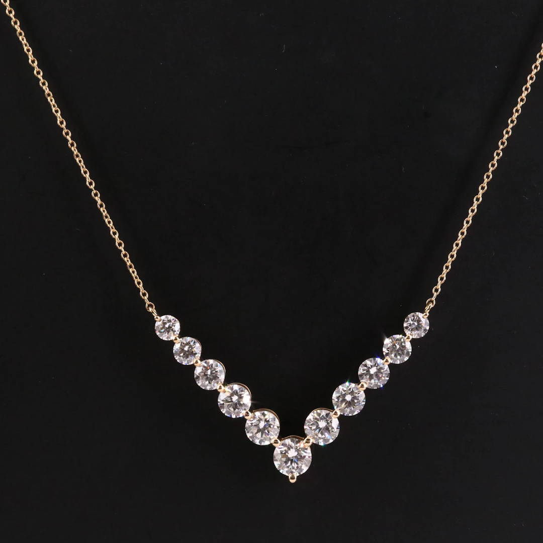 14K 5.00 CTW Lab Grown Diamond Chevron Station Necklace