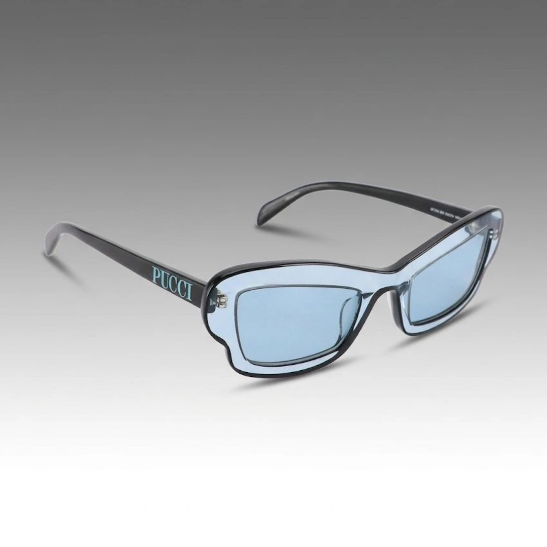 Emilio Pucci EP219 86V Light Blue Geometric Cat-Eye Sunglasses