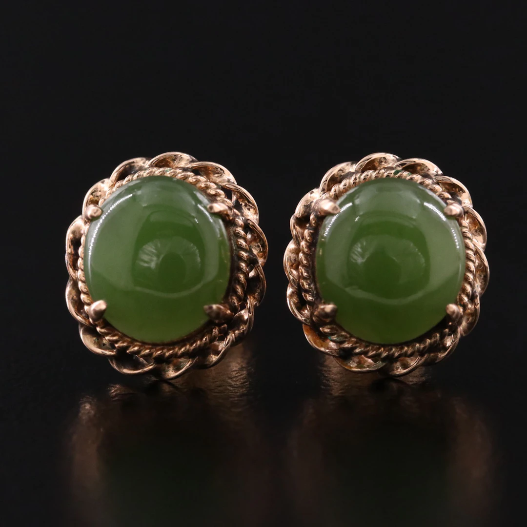 10K Nephrite Earrings