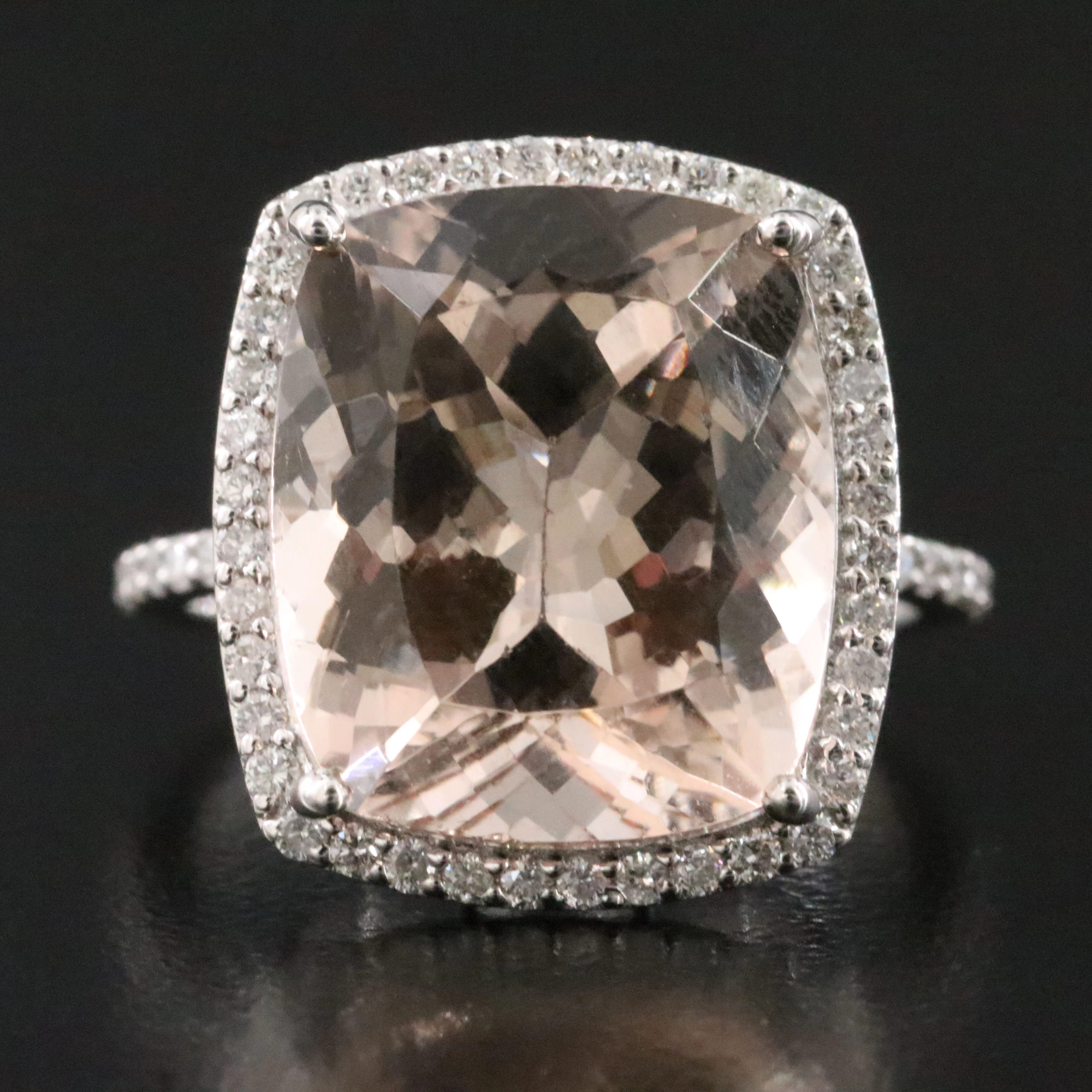 14K 10.46 CT Morganite and Diamond Ring