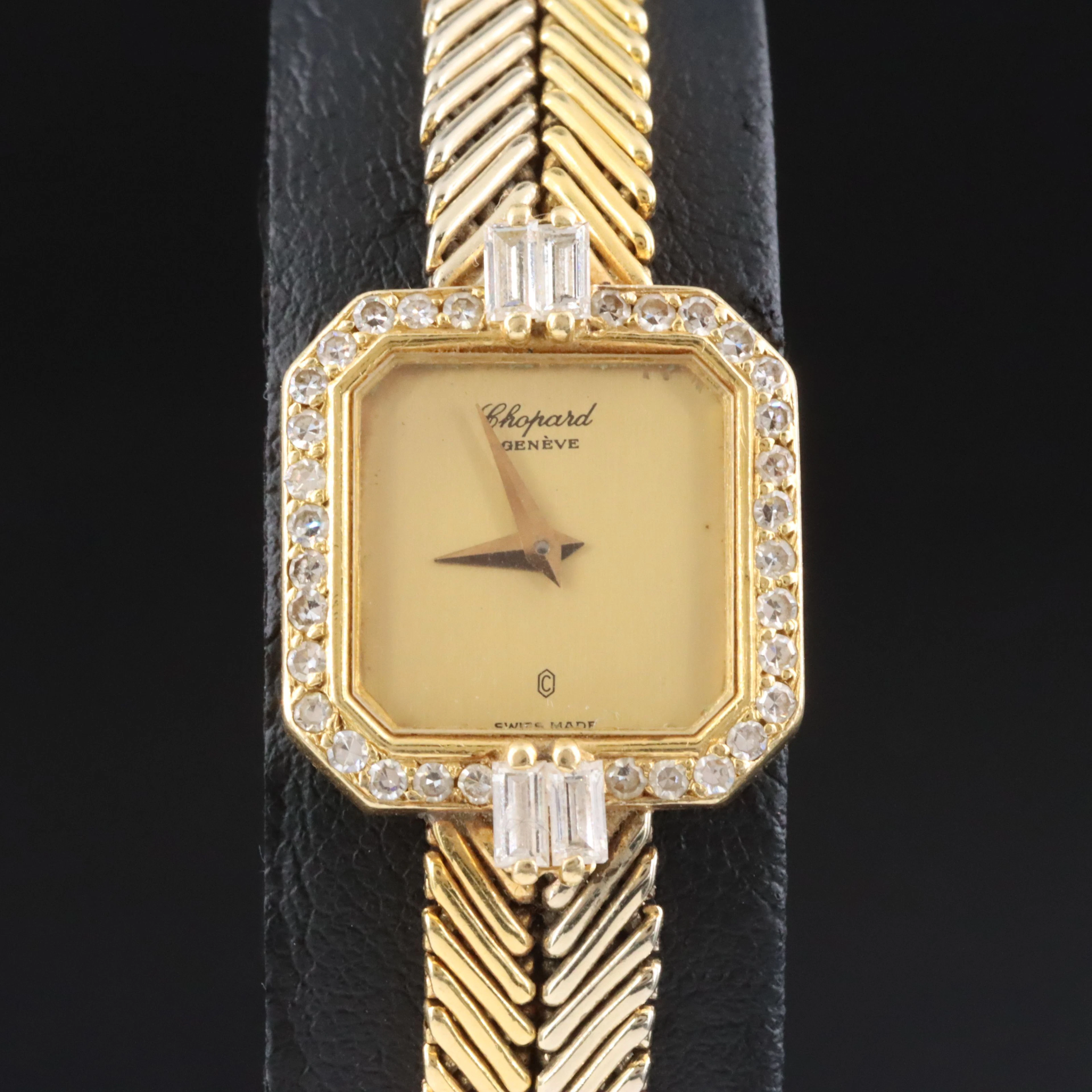 18K & Factory 1.00 CTW Diamond Chopard Back Set Quartz Dress Watch Ref. 5161