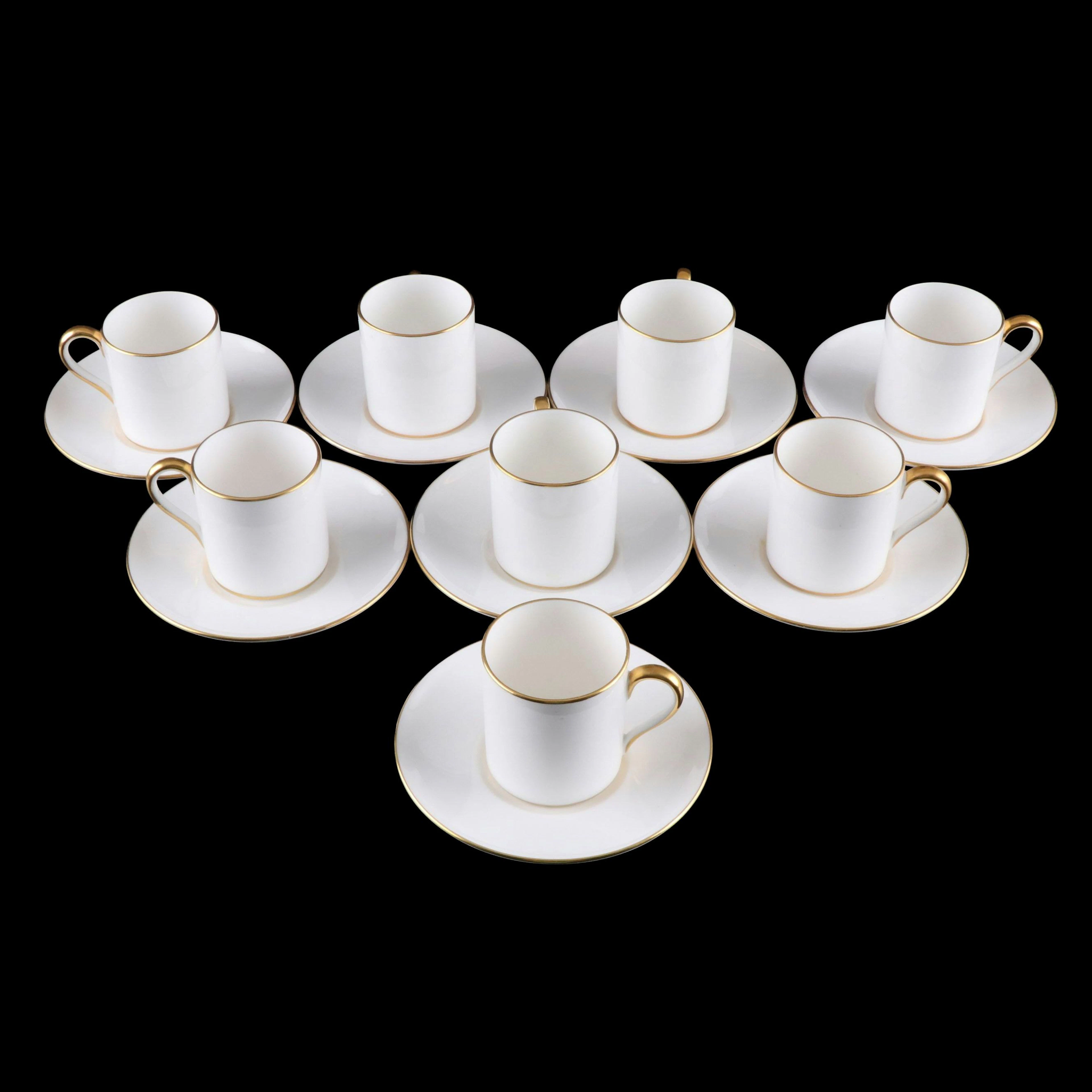 Tiffany & Co. "Camden Hall" Bone China Demitasse Cups and Saucers