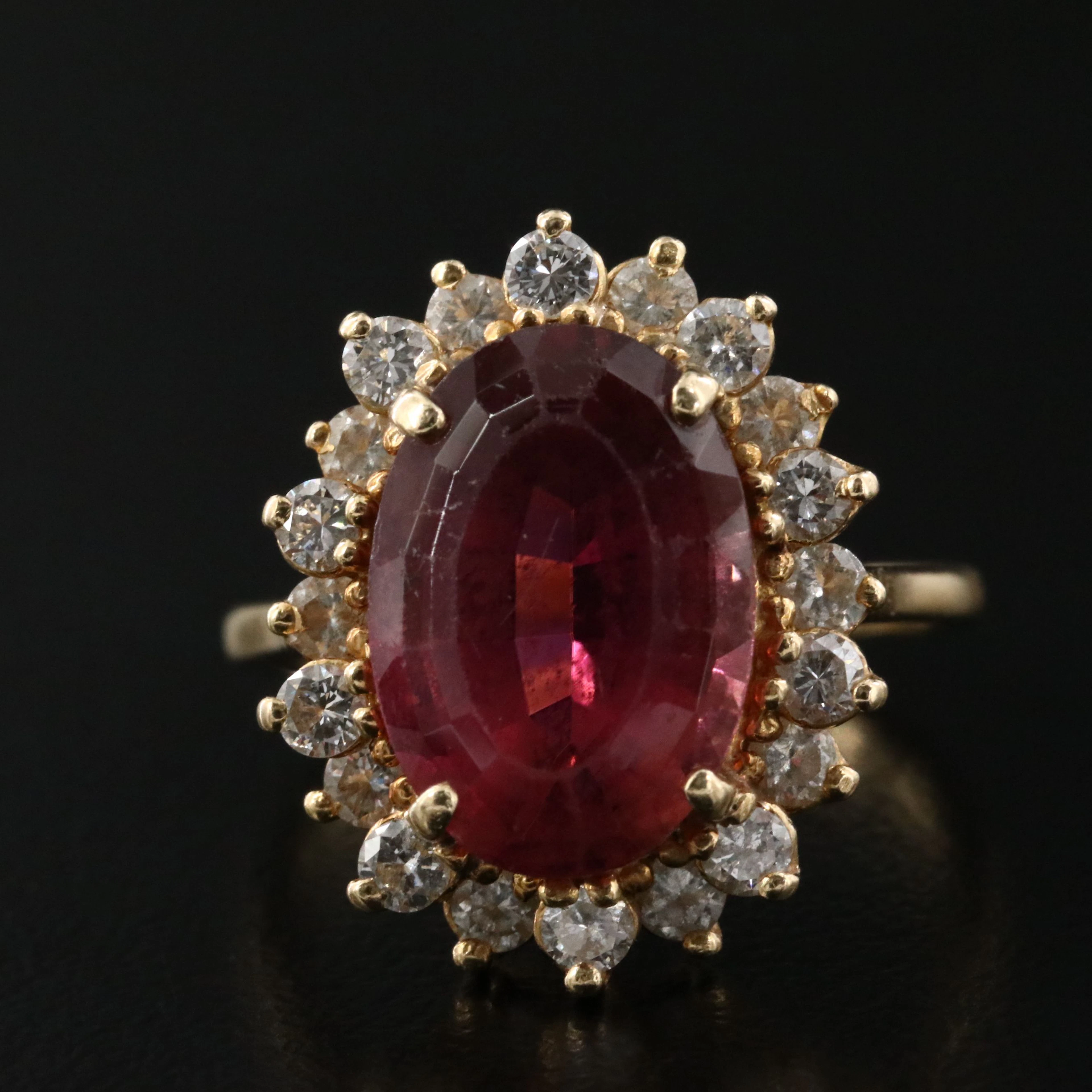 18K 5.11 CT Pink Tourmaline and 1.00 CTW Diamond Halo Ring