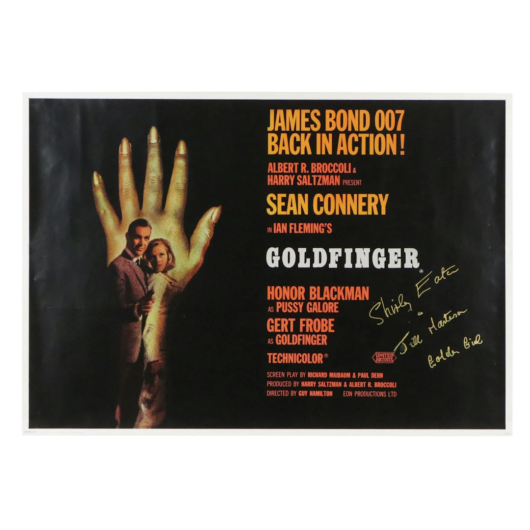 James Bond "Goldfinger" Movie Poster, Signed by Bond Girl, Shirley Eaton