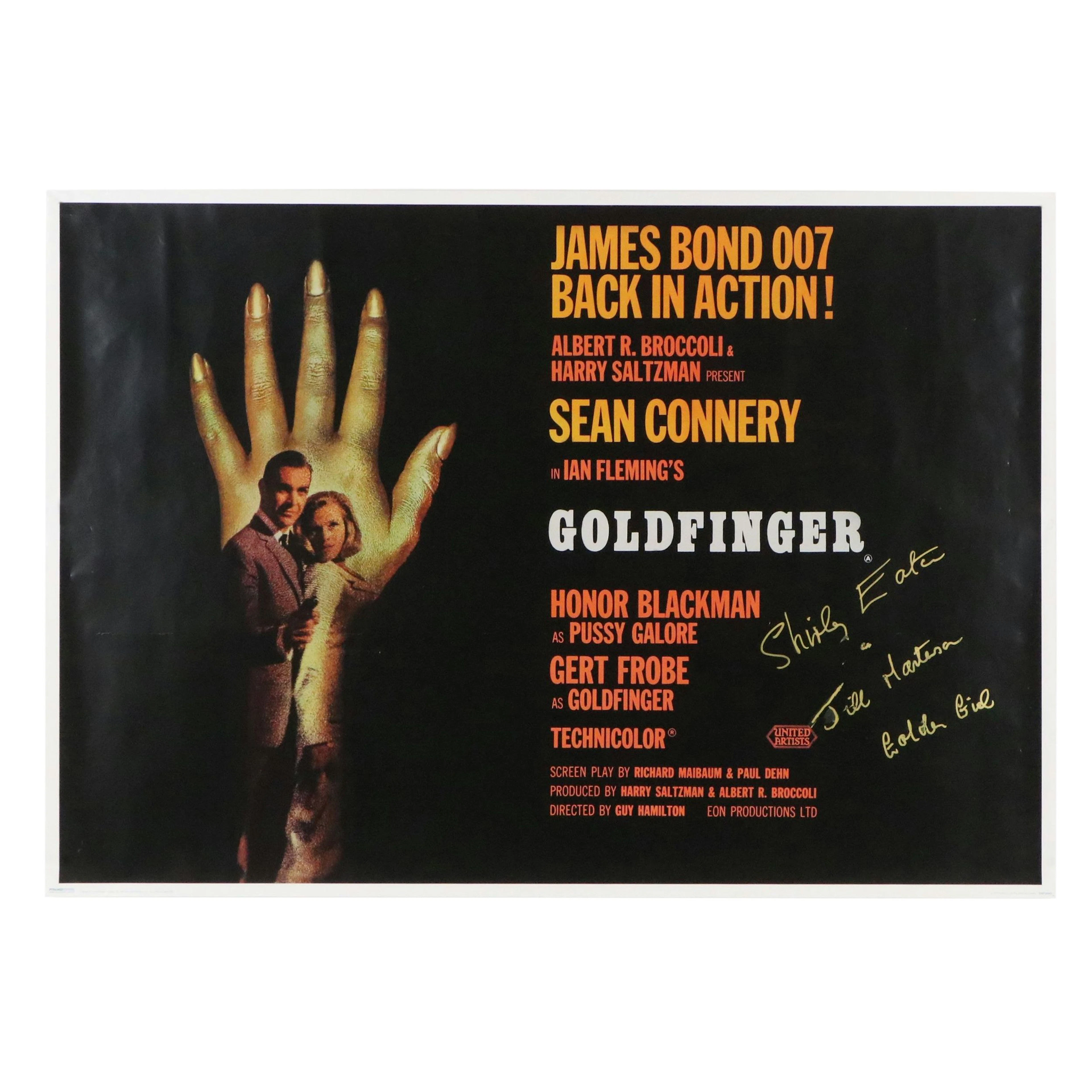 James Bond "Goldfinger" Movie Poster, Signed by Bond Girl, Shirley Eaton