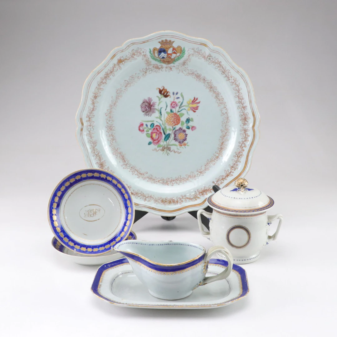Chinese Export Porcelain Armorial Plate and More, Mid to Late 18th Century