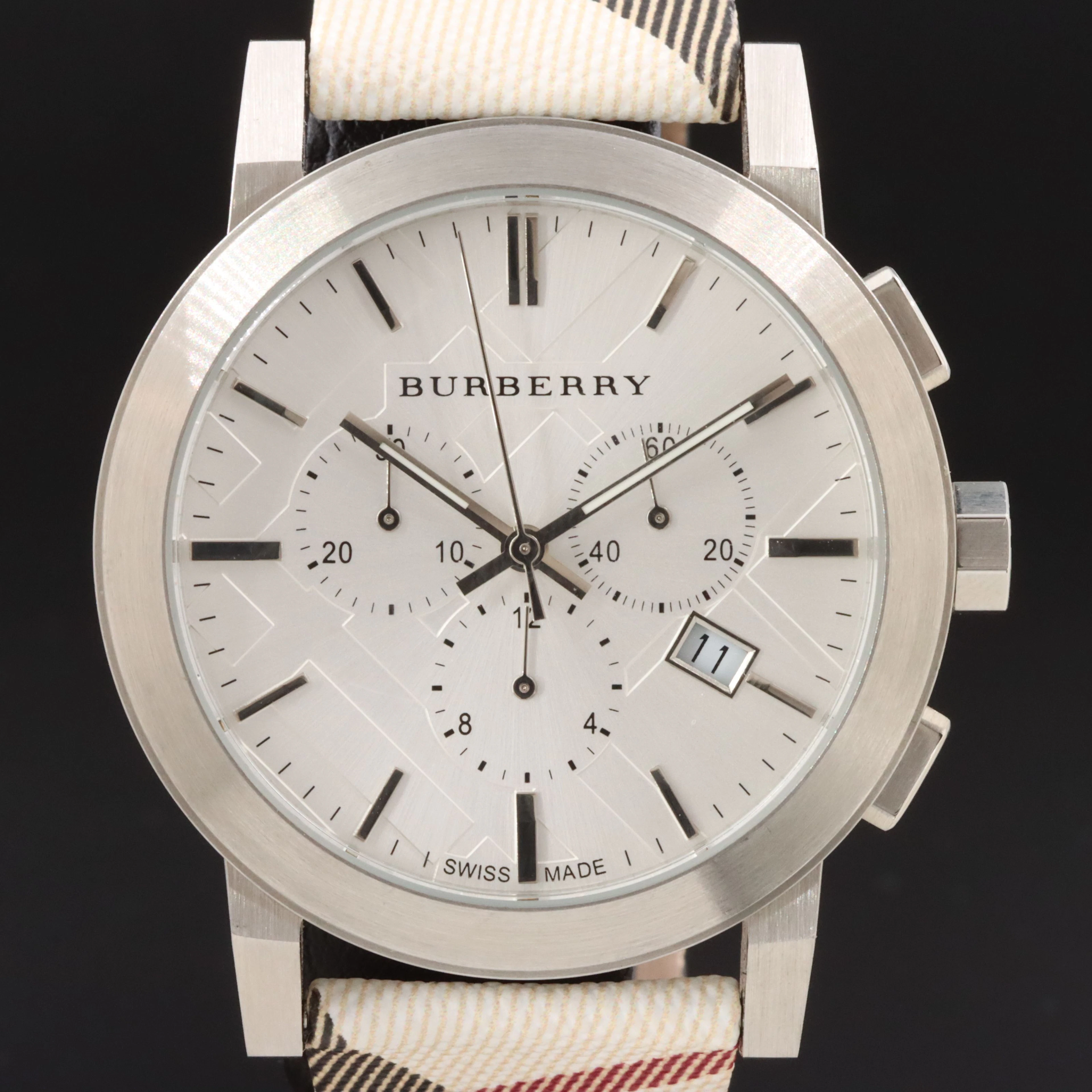 Burberry "The City" Stainless Steel Quartz Chronograph Dress Watch