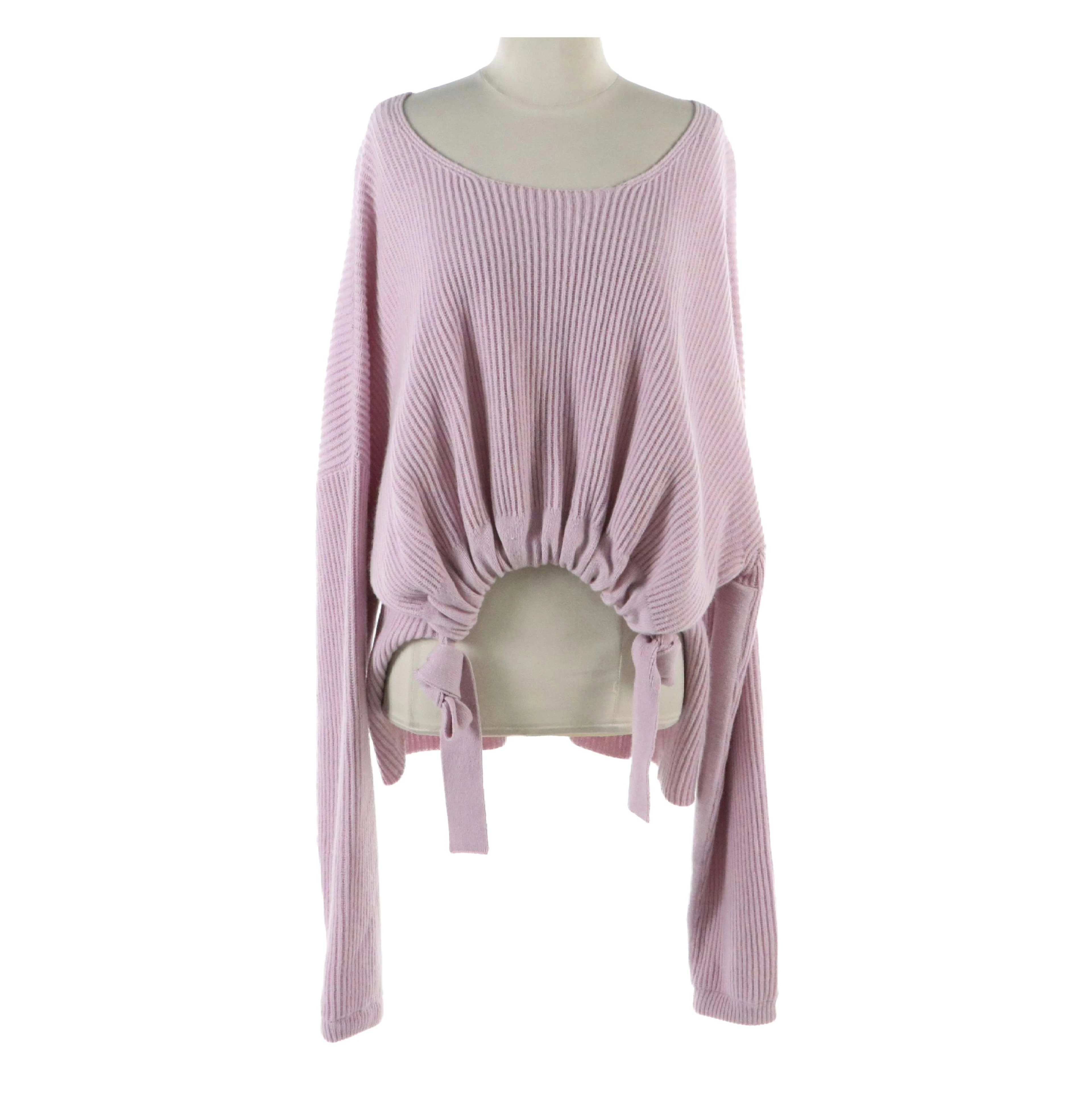 Stella Mccartney Gathered Hem Scoop Neck Sweater in Lilac Cashmere and Wool