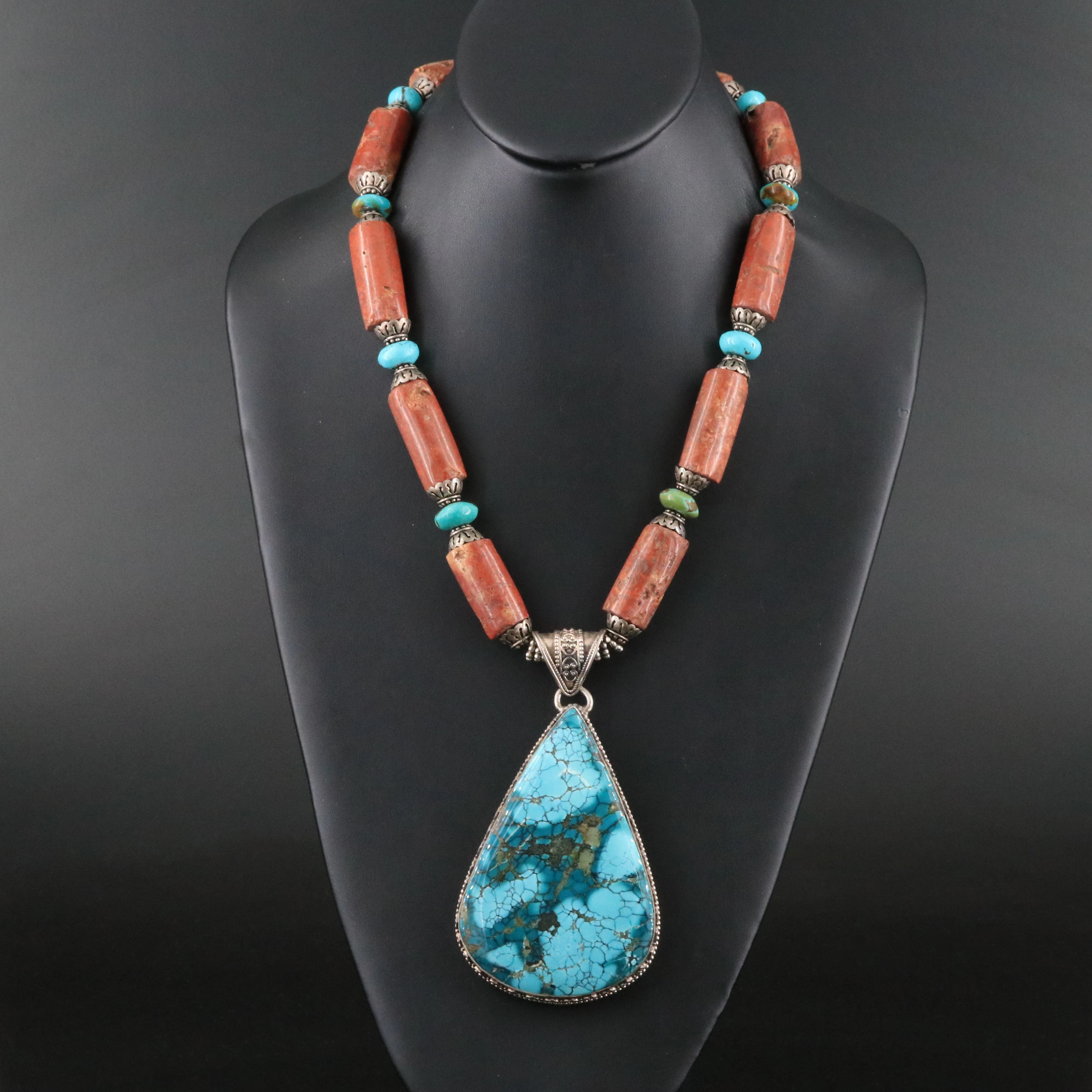 Sterling Turquoise and Jasper Necklace
