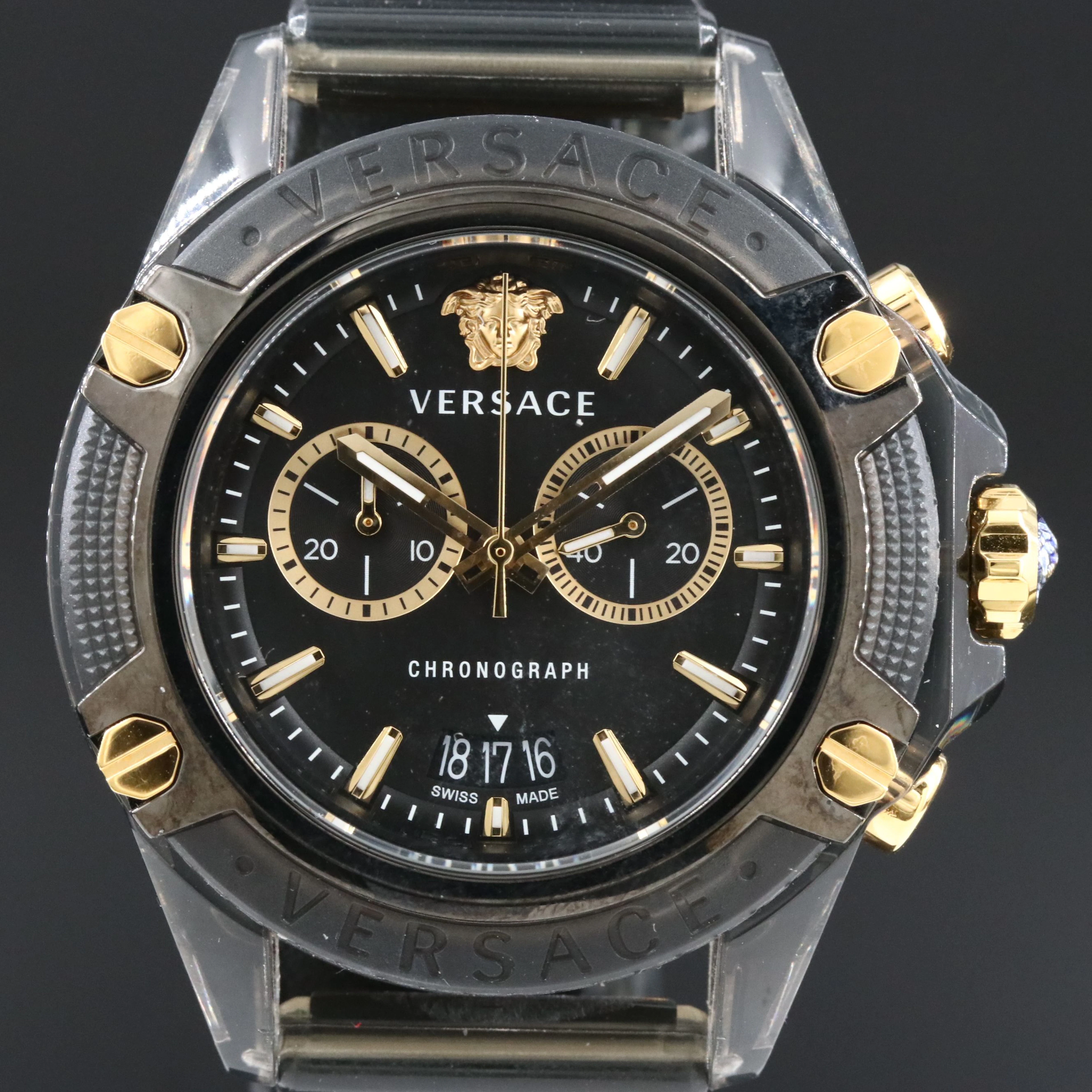 Versace Chronograph Acrylic and Stainless Steel Quartz Fashion `Watch