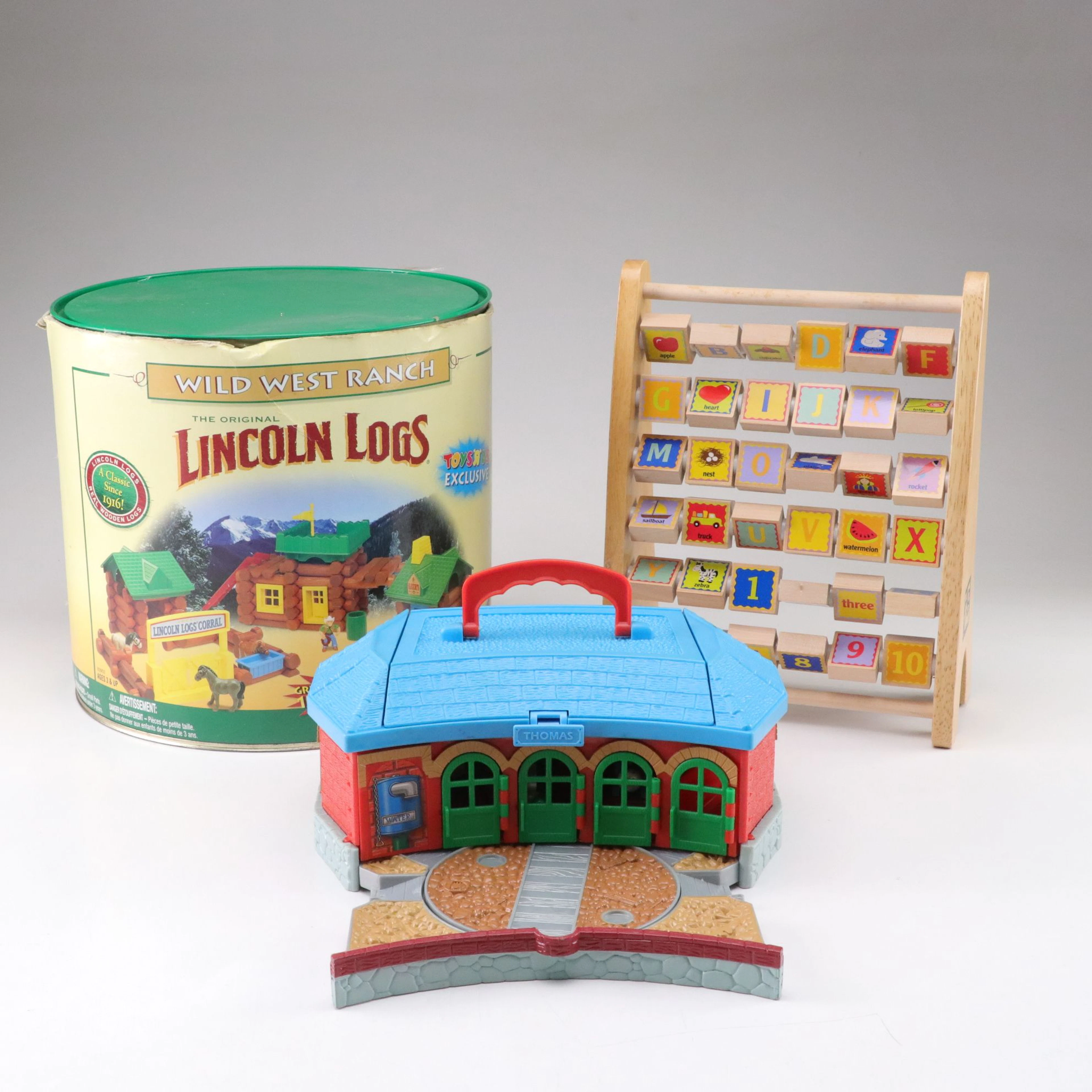 "Wild West Ranch" Lincoln Log Set, Educo Alphabet Abacus, & Thomas
