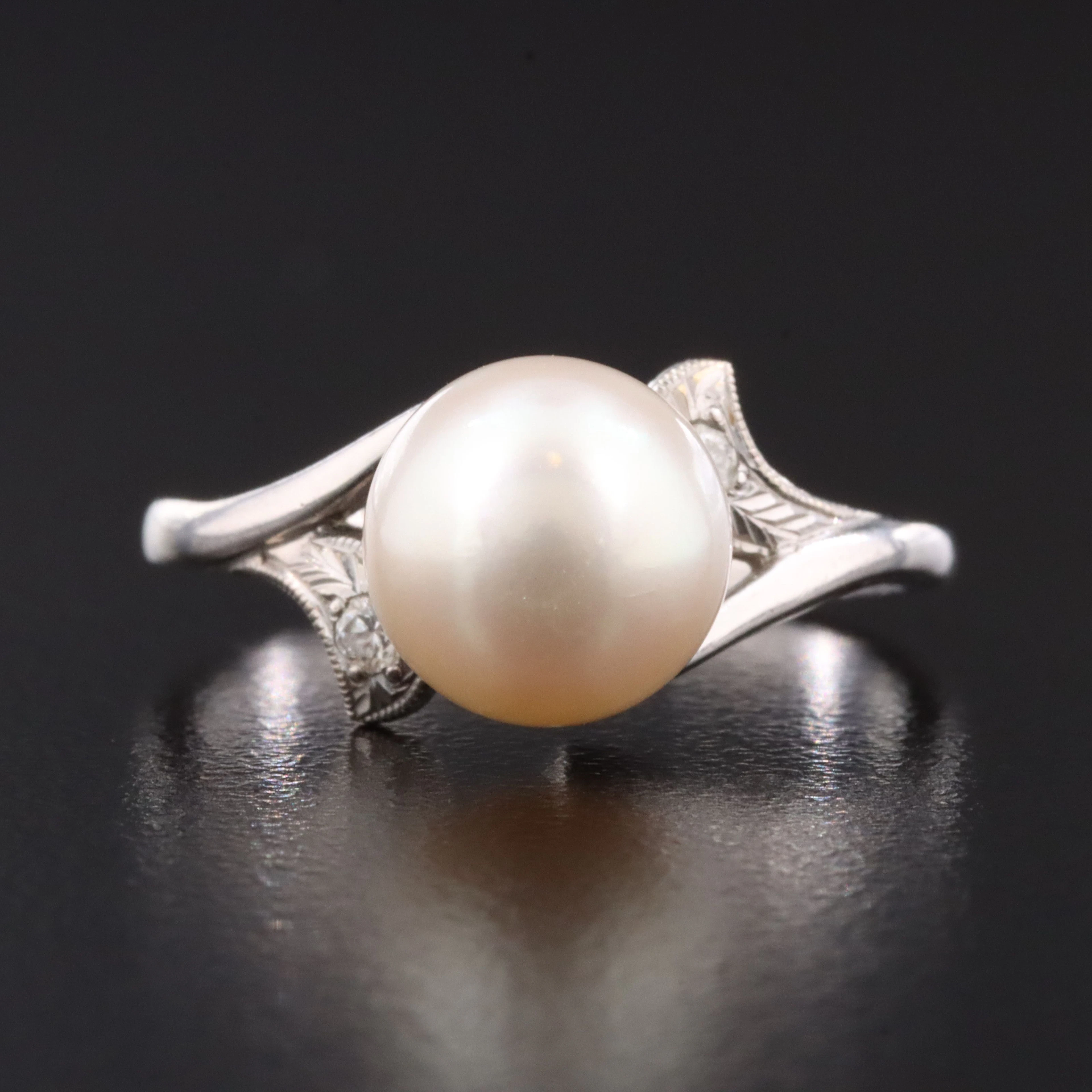 Mikimoto 14K Pearl and Diamond Ring