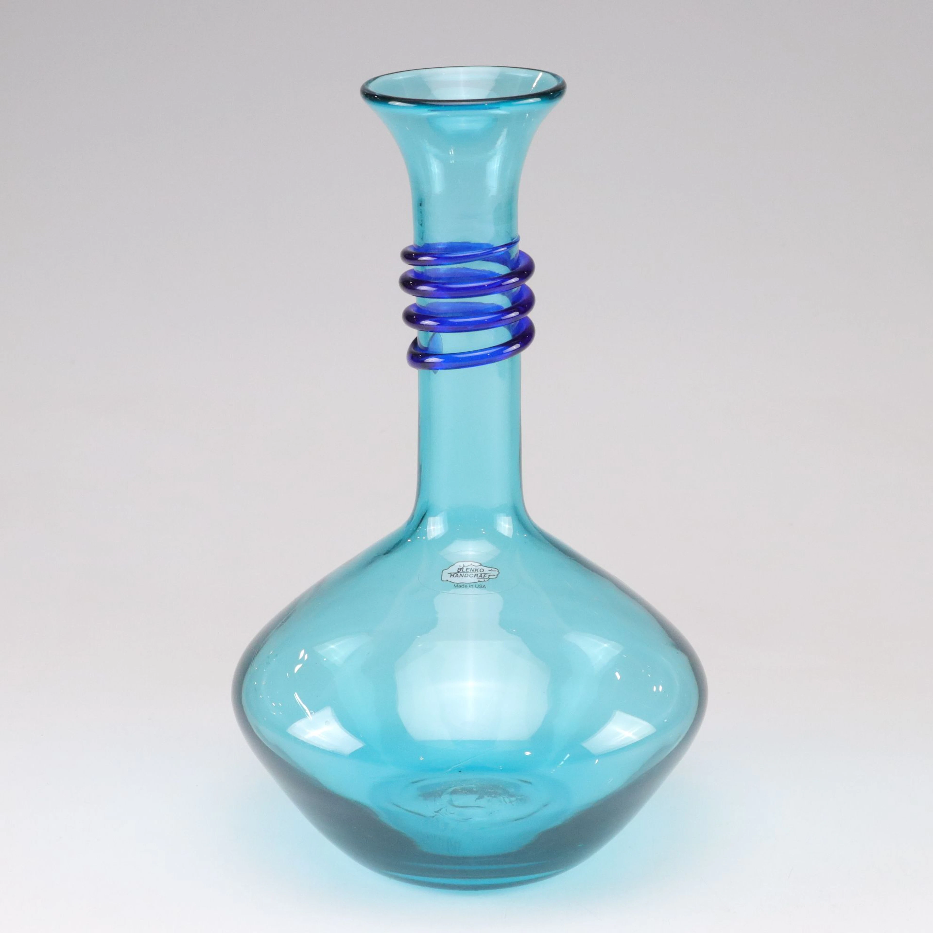 Blenko Hand Blown Art Glass Decanter, Mid to Late 20th Century