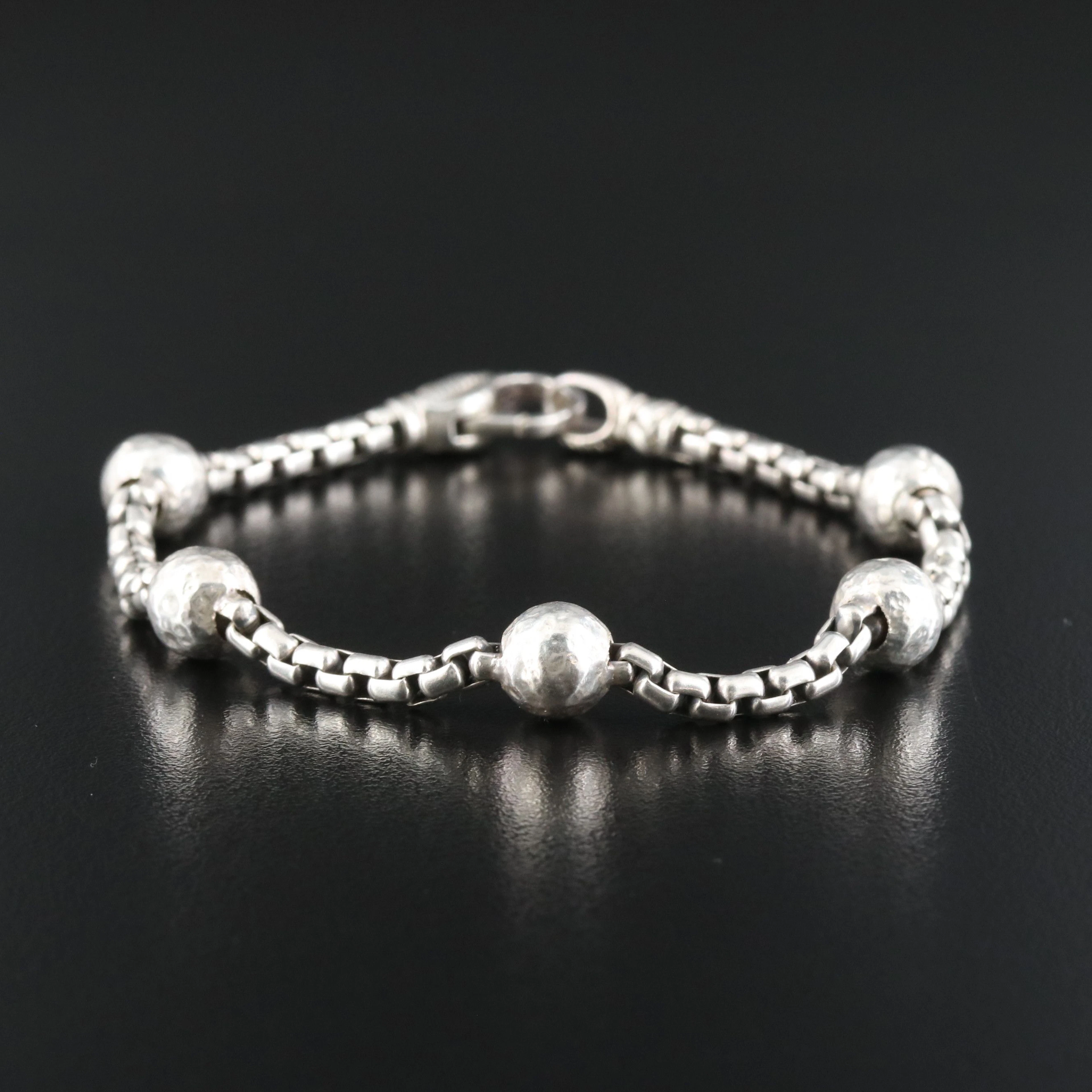 Jai Sterling Hammered Ball Station Bracelet