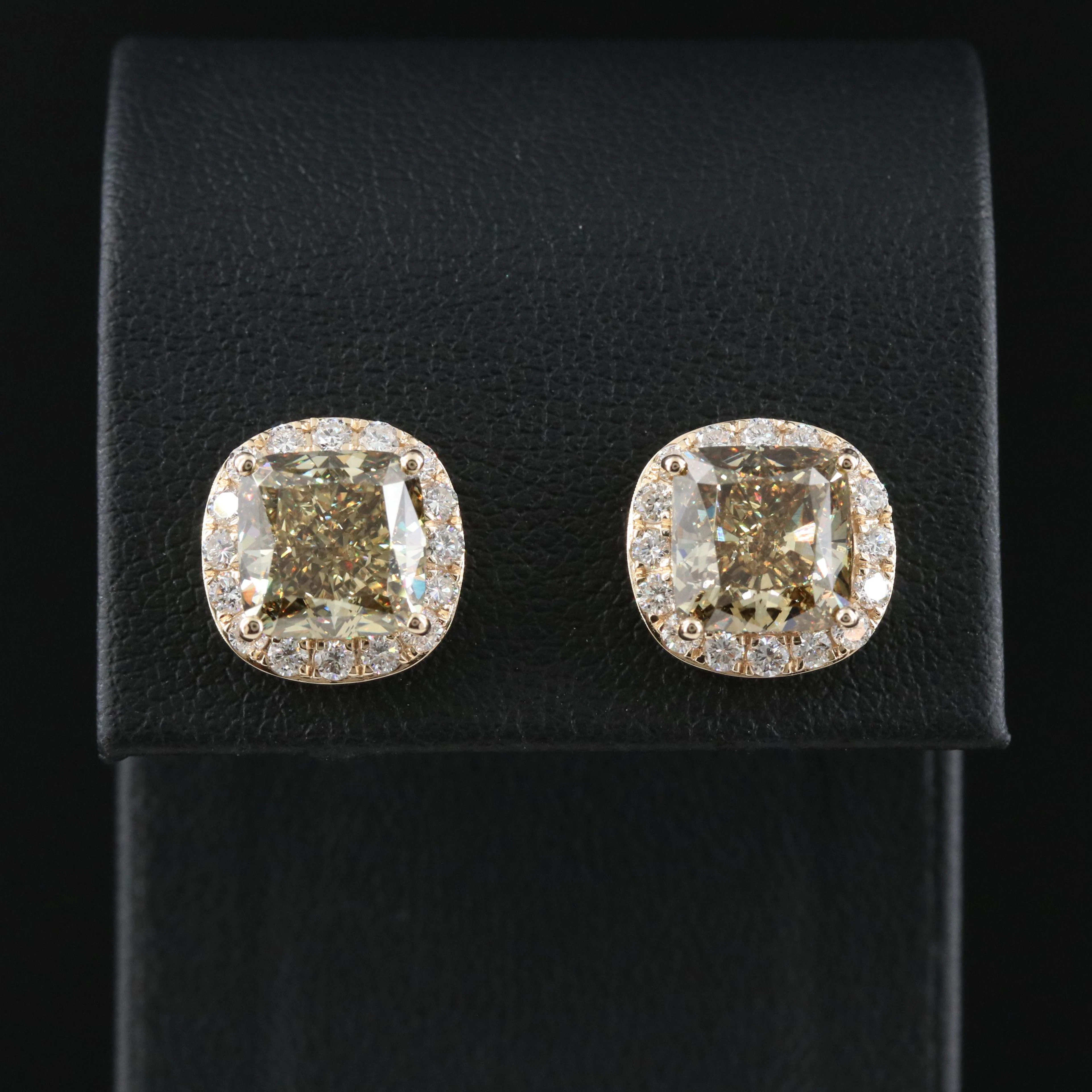 14K 8.38 CTW Lab Grown Diamond with Fancy Yellow Center Earrings