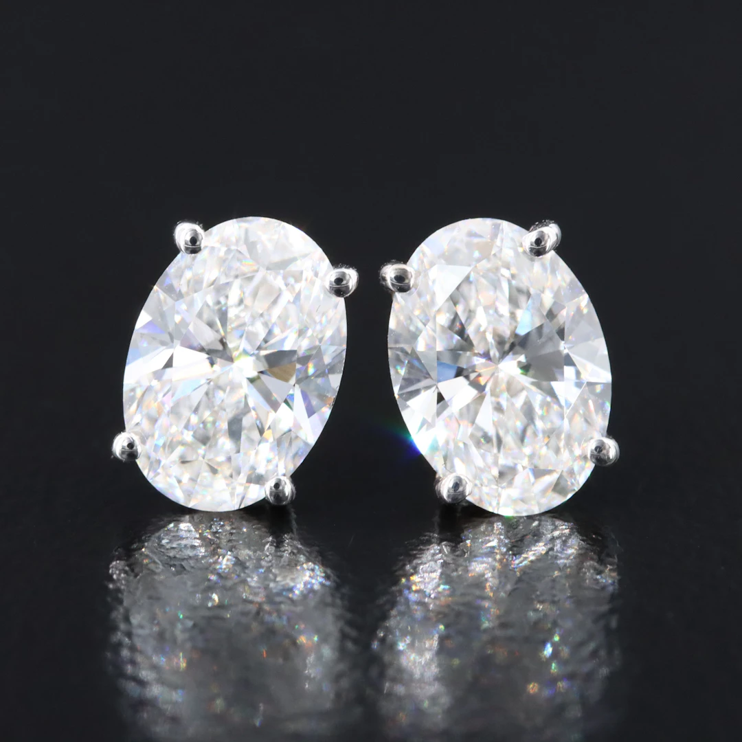 14K 3.02 CTW Lab Grown Diamond Solitaire Earrings with IGI Reports