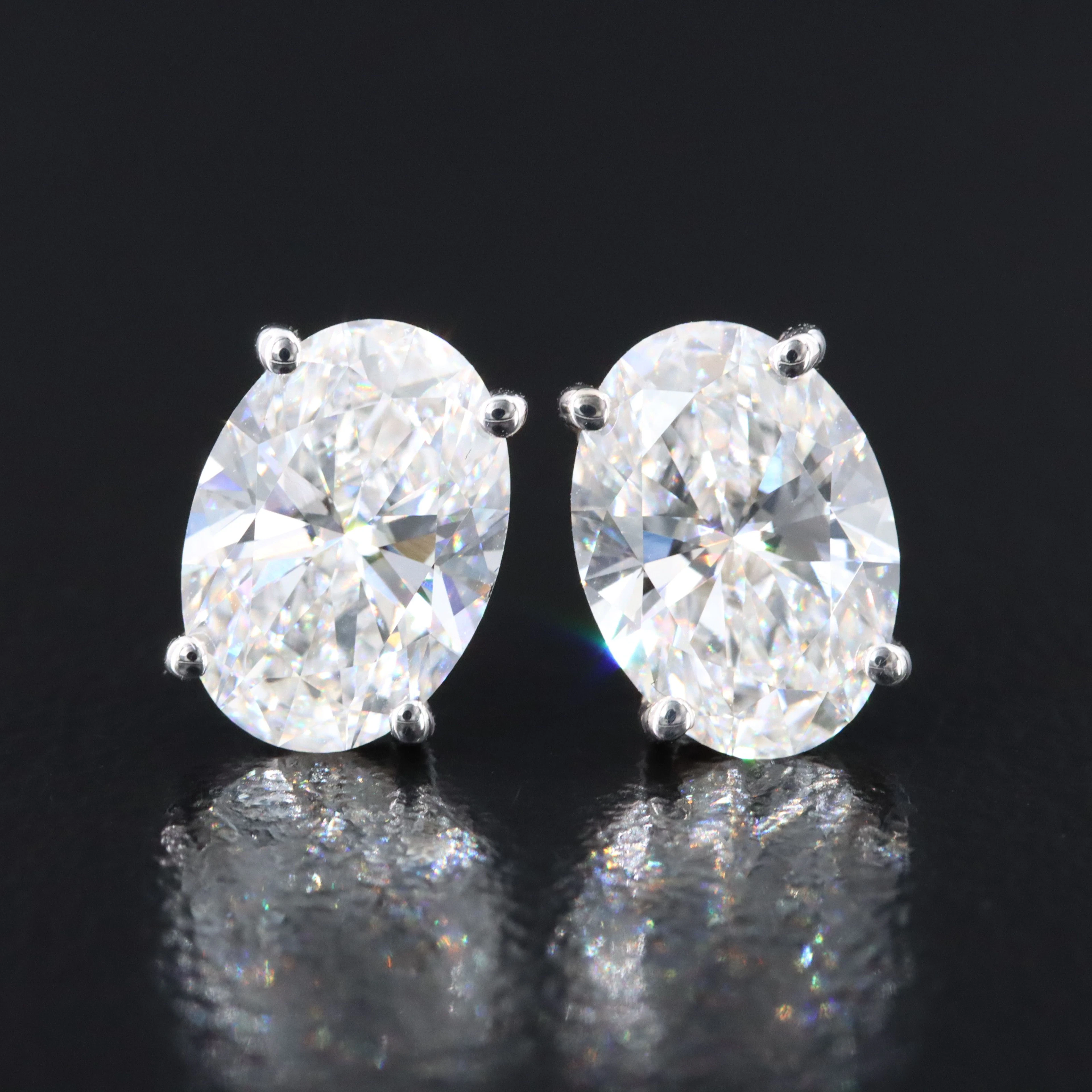 14K 3.02 CTW Lab Grown Diamond Solitaire Earrings with IGI Reports