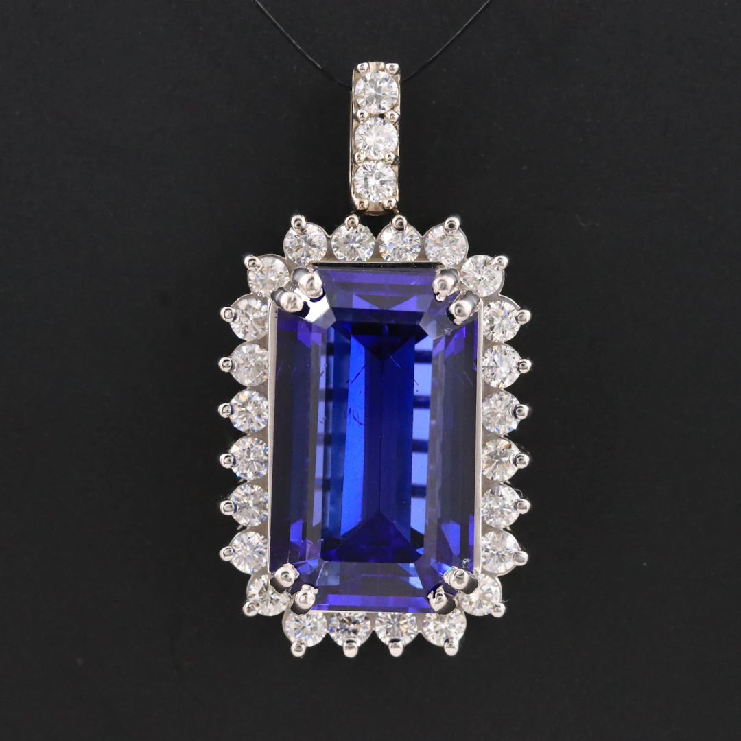 14K 20.90 CT Tanzanite and 1.63 CTW Diamond Pendant