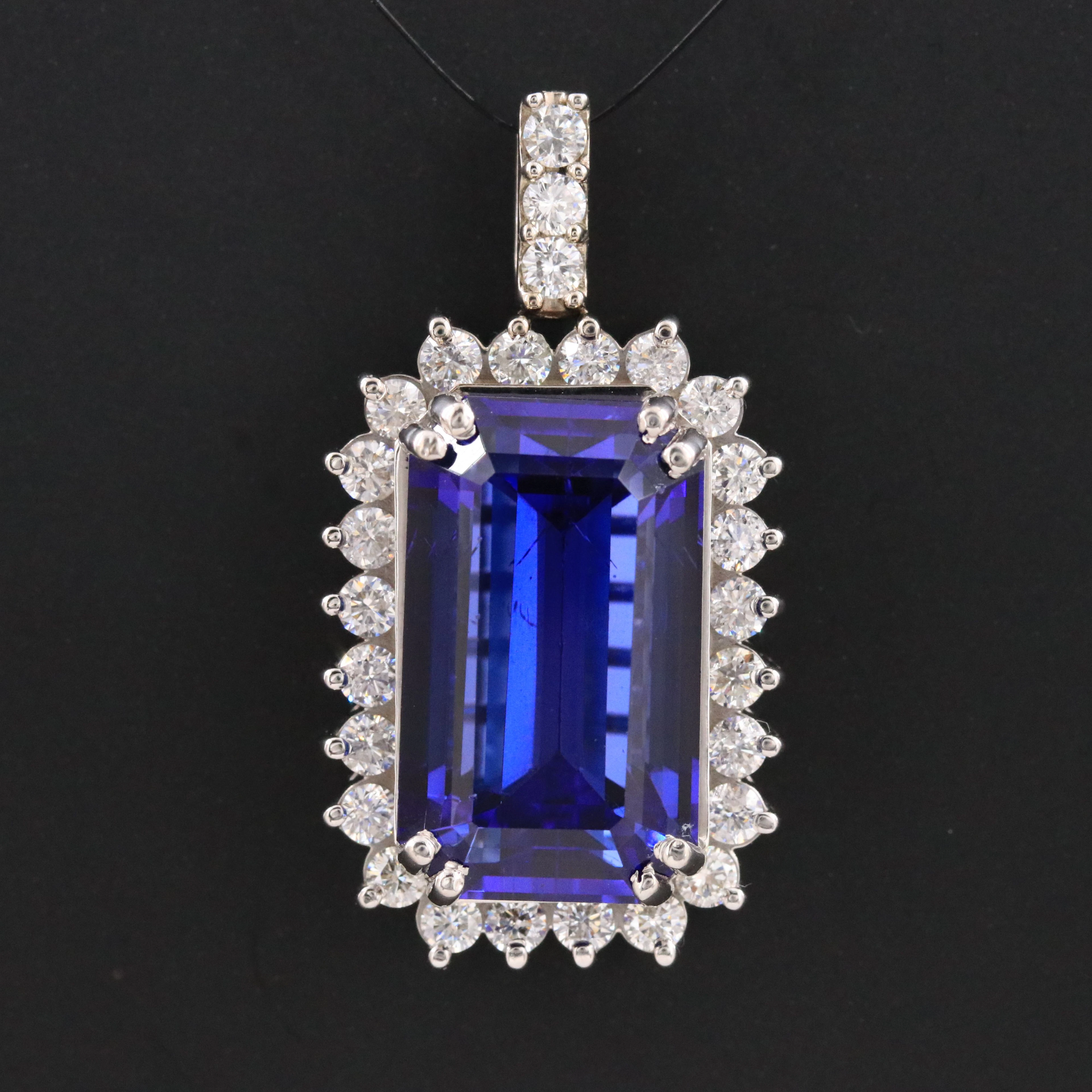 14K 20.90 CT Tanzanite and 1.63 CTW Diamond Pendant
