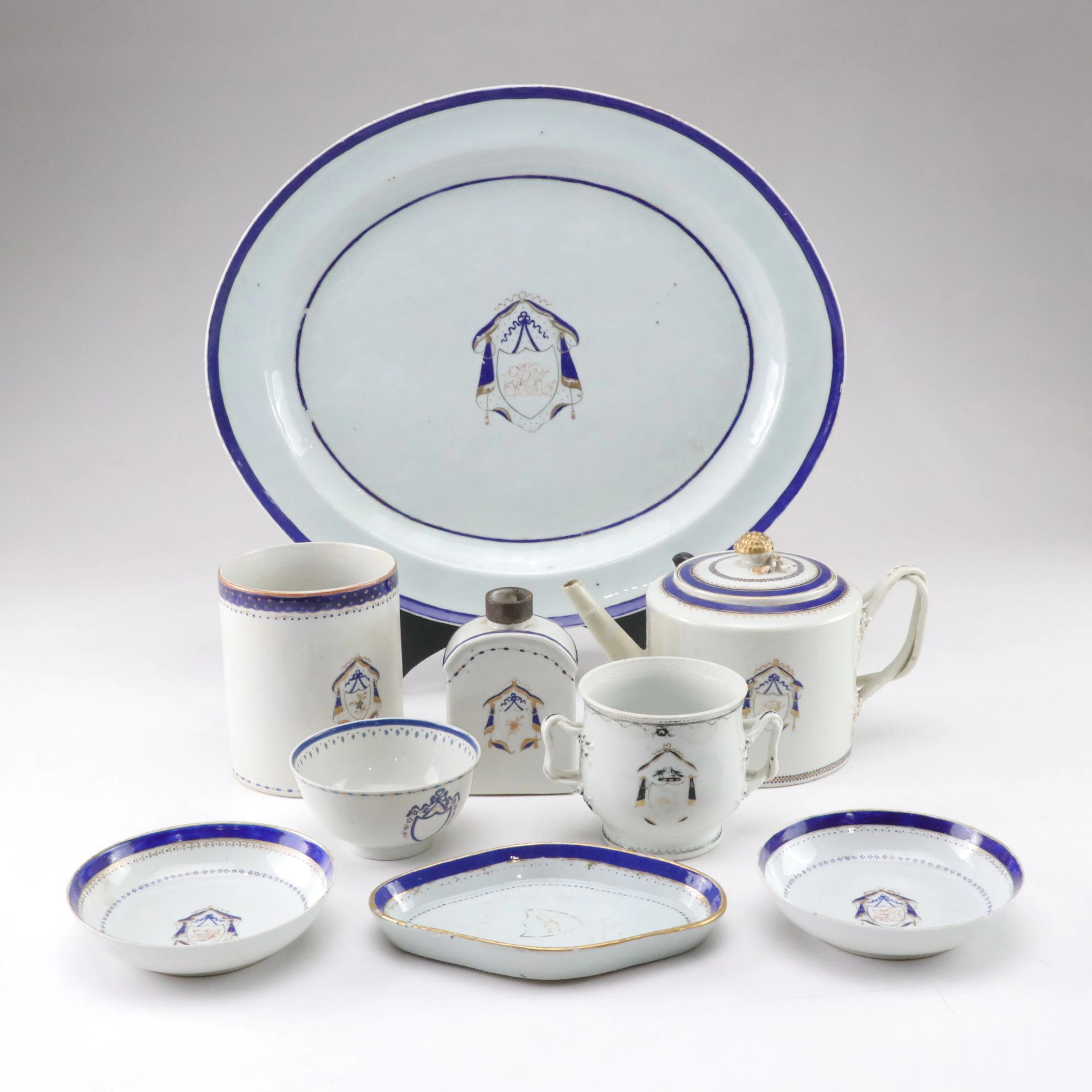 Chinese Export Porcelain Teapot, Tea Caddy, and More, Mid to Late 18th Century