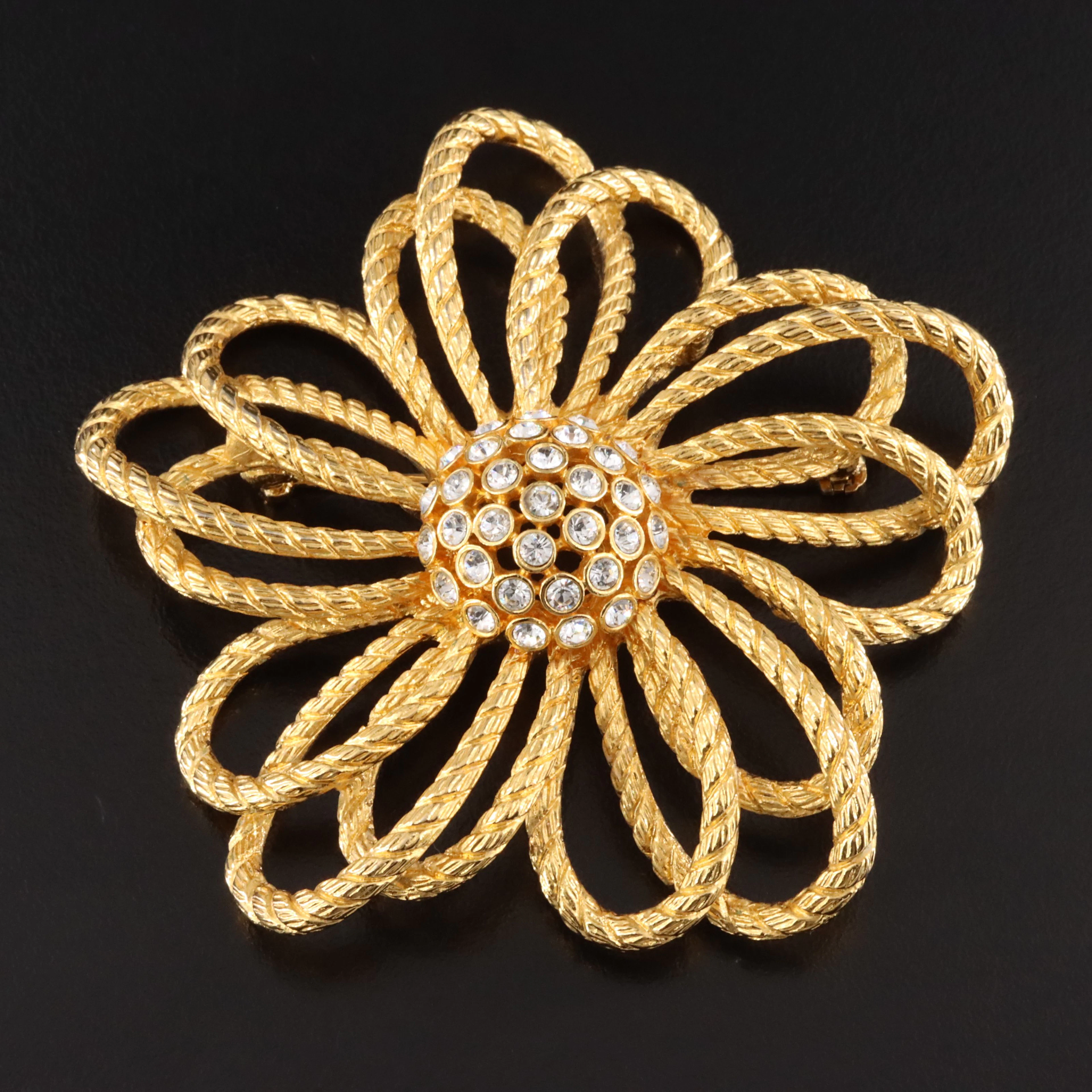 Joan Rivers CZ Flower Brooch