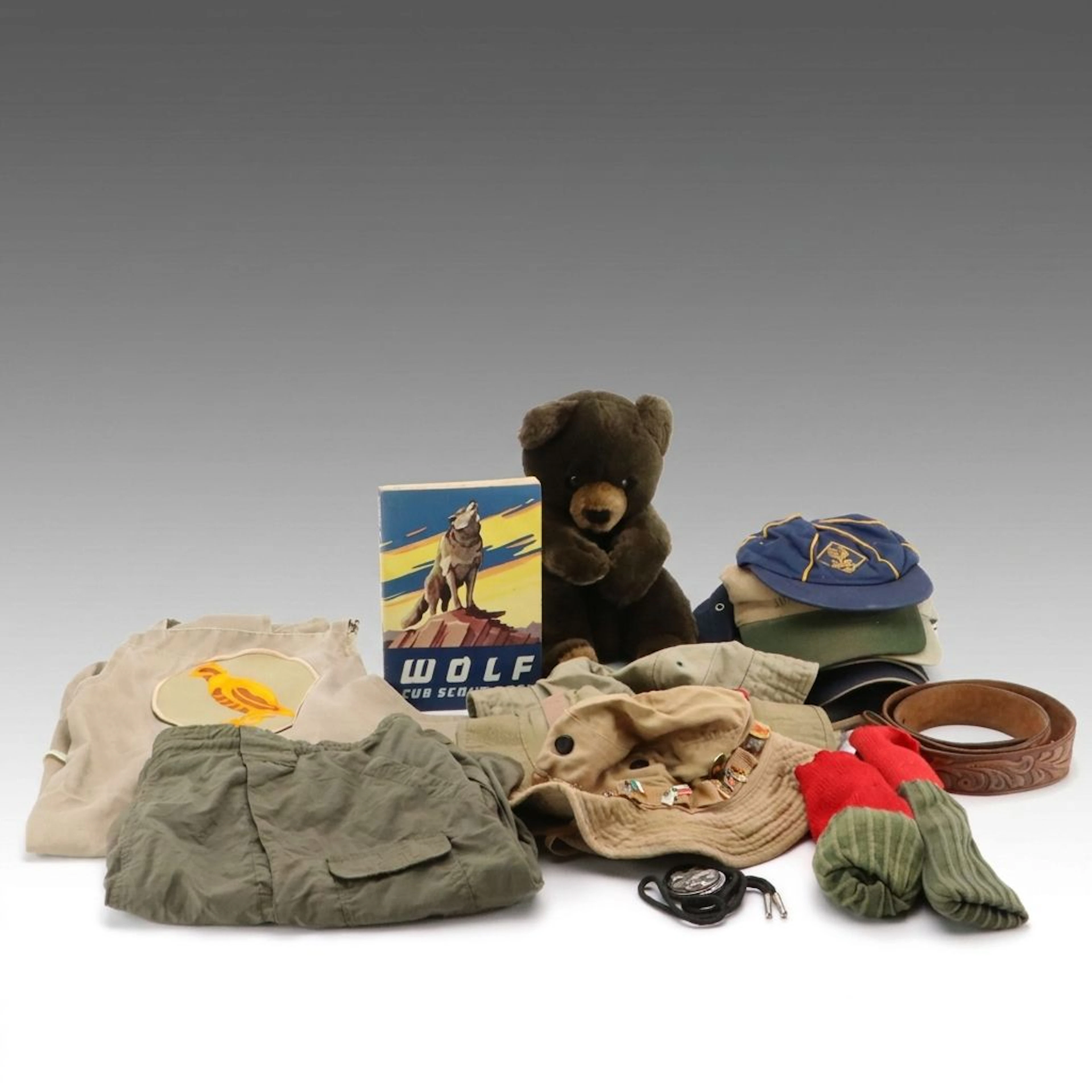 Cub Scout Baseball Hats, Bucket Hats, Socks, Shorts, Tooled Leather Belt & More