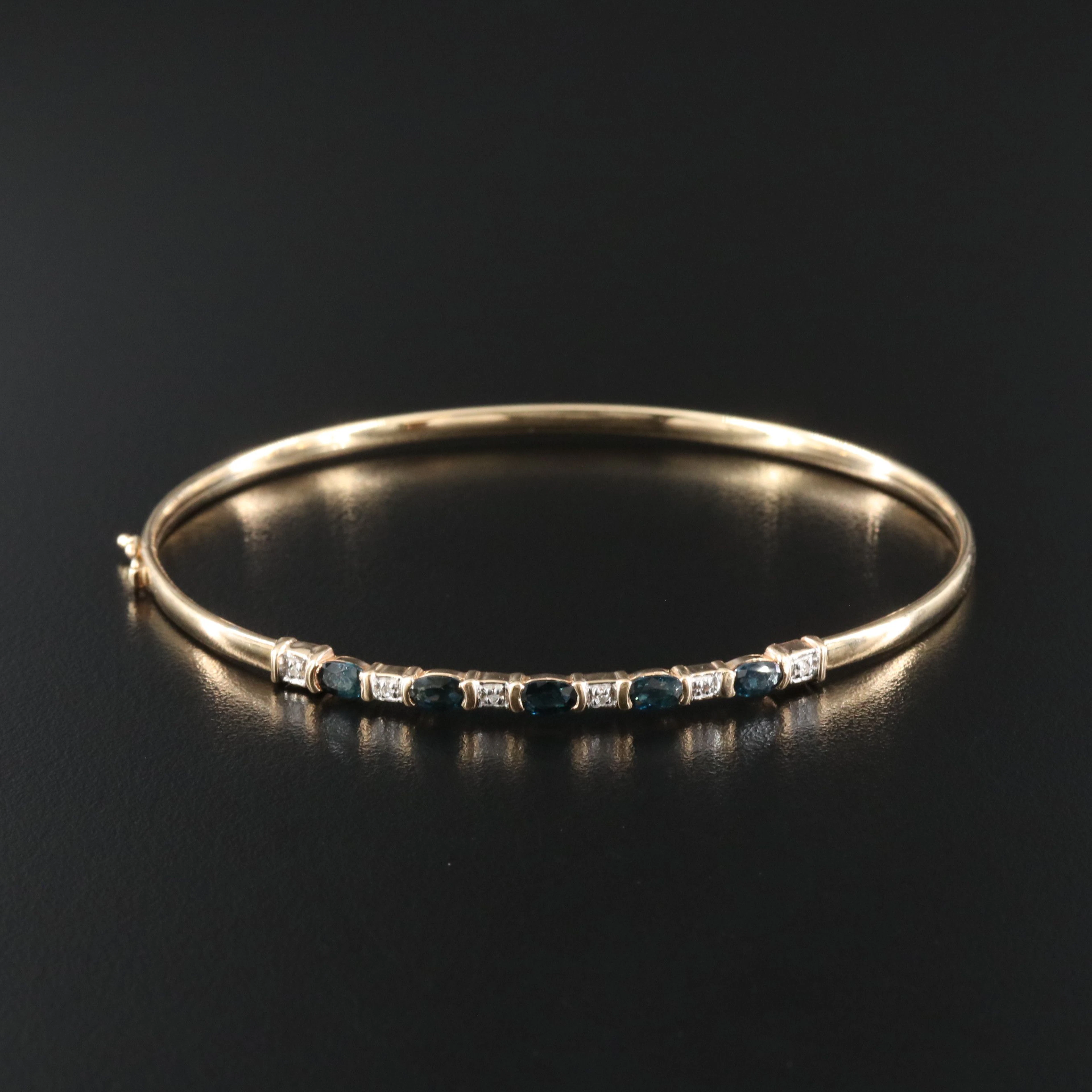14K Sapphire and Diamond Bangle Bracelet