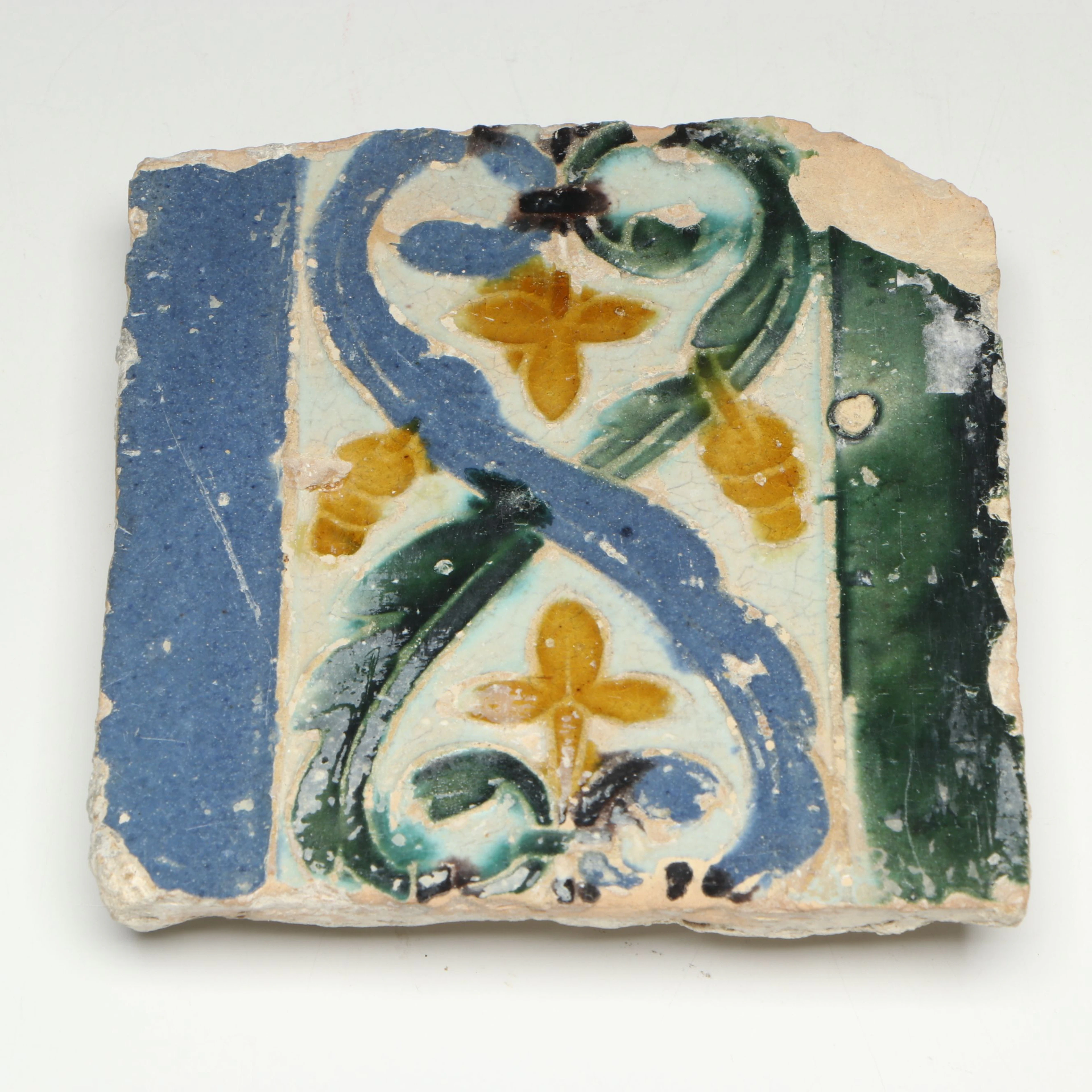 Spanish Mudéjar Polychrome Tile, 16th Century