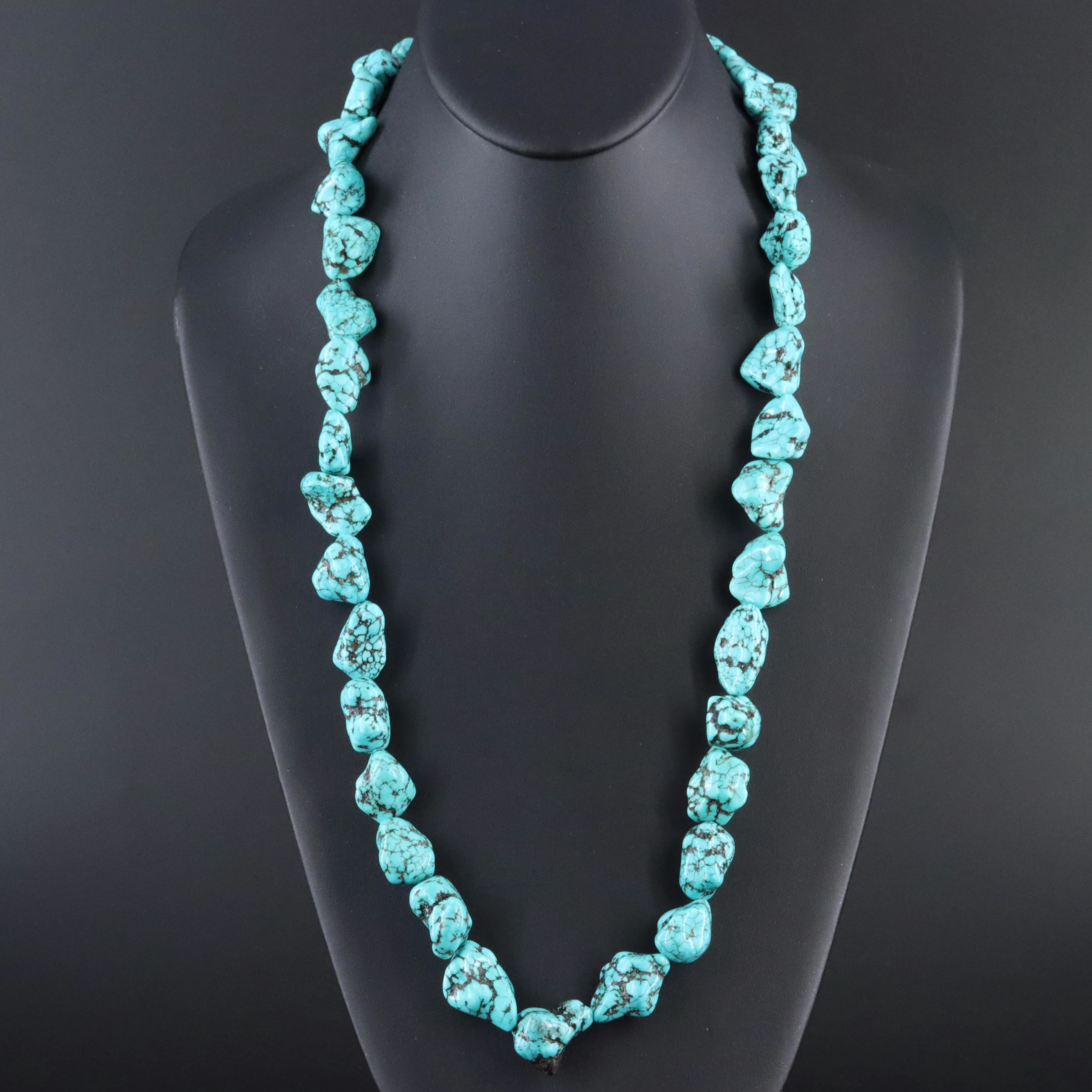 Howlite Beaded Necklace with Sterling Clasp