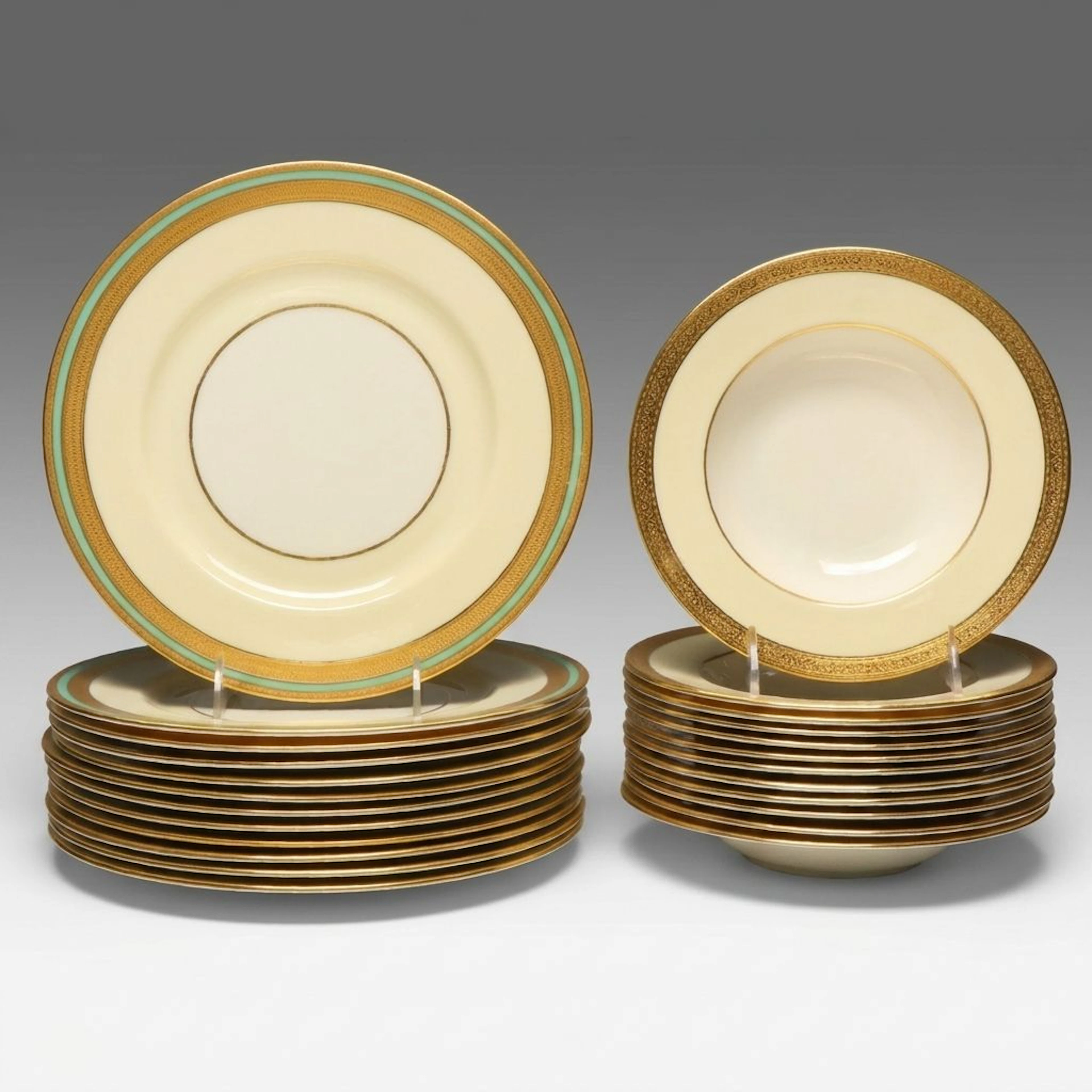 Lenox Gold Rimmed Bone China Dinnerware, Mid-20th C.