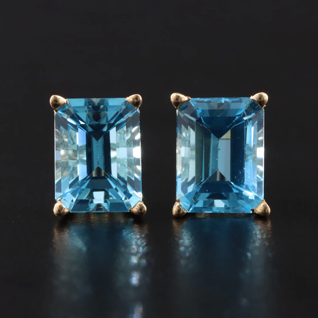 14K Swiss Blue Topaz Earrings