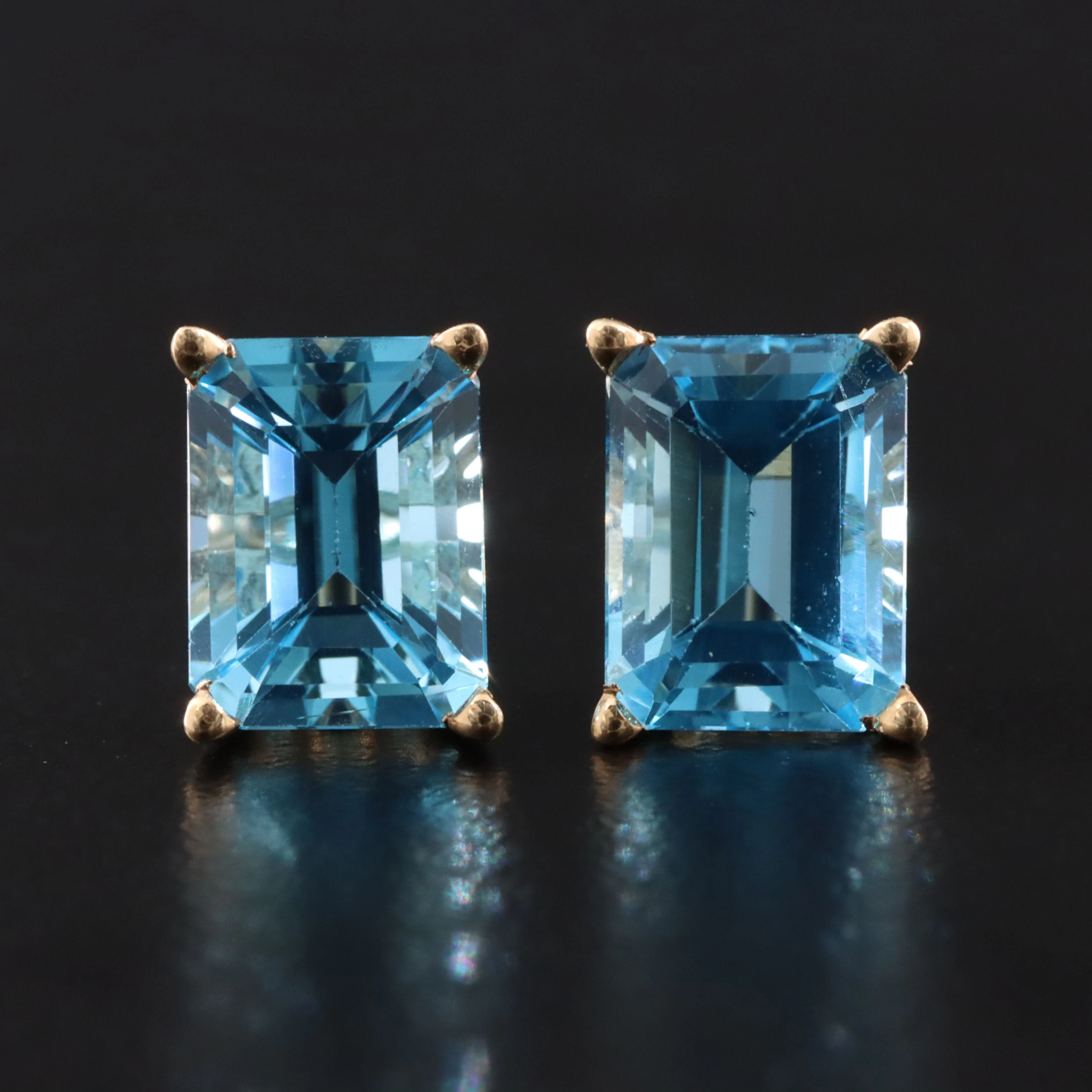 14K Swiss Blue Topaz Earrings