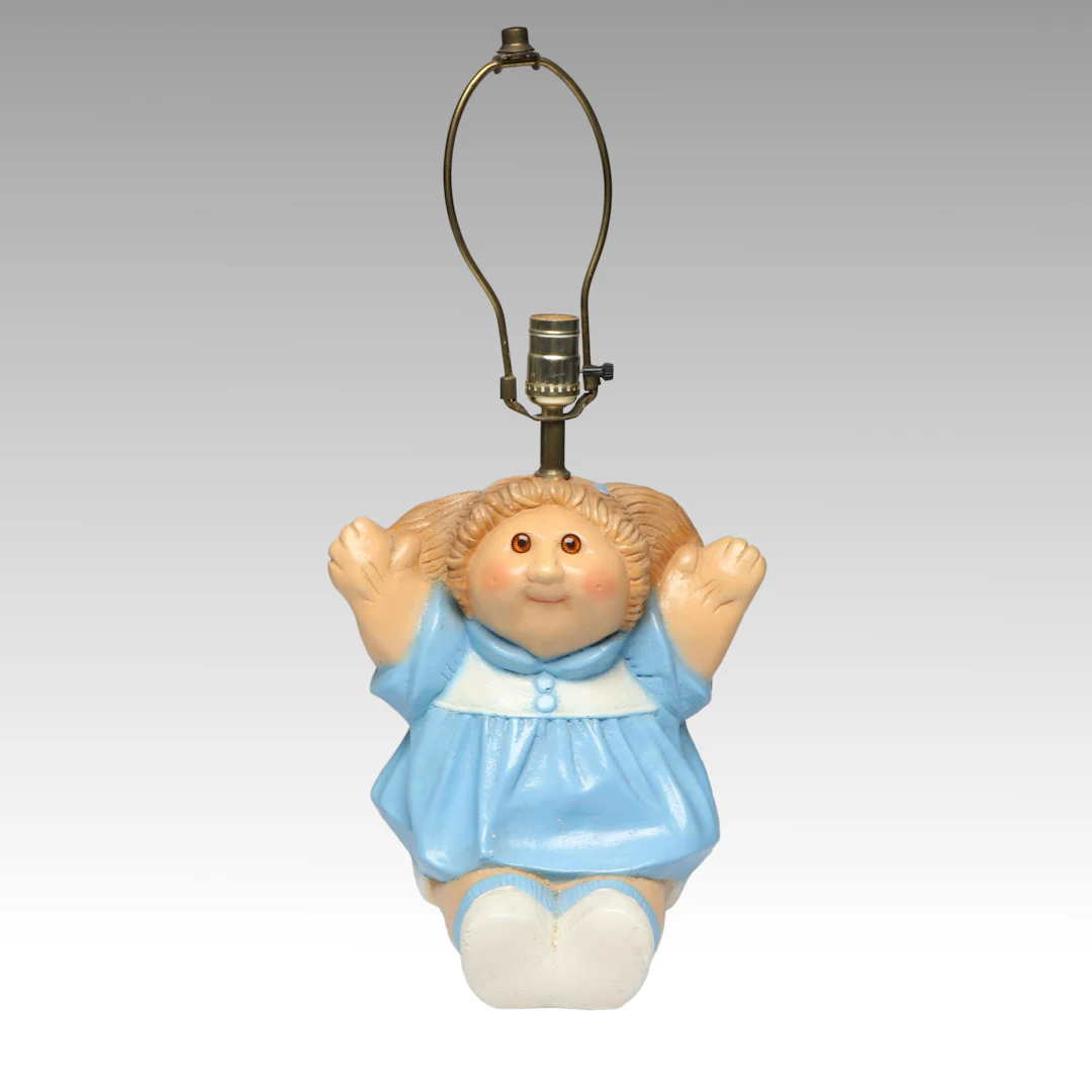 Painted Chalkware Cabbage Patch Kid Table Lamp, Late 20th C.