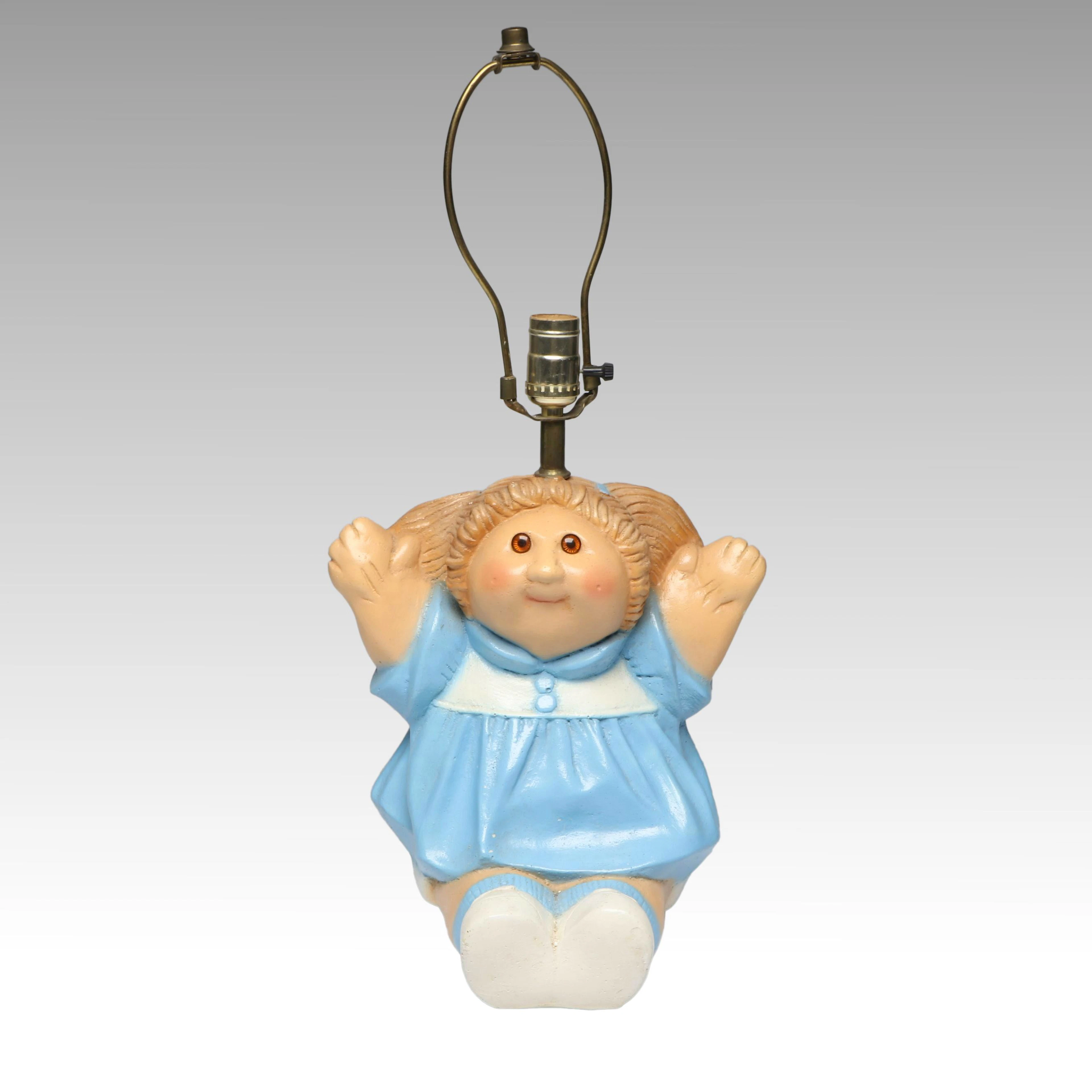 Painted Chalkware Cabbage Patch Kid Table Lamp, Late 20th C.