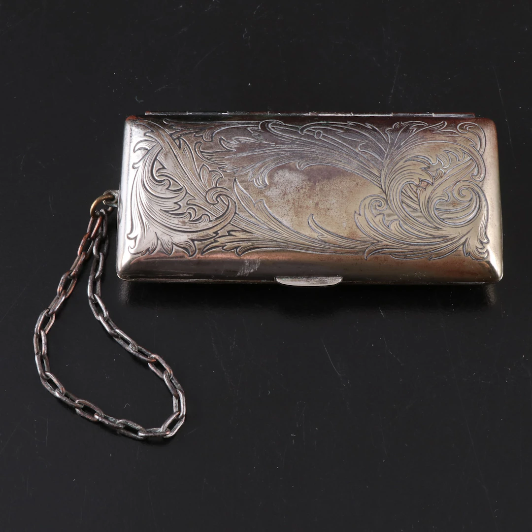 German Sterling Silver Coin Purse with Early 20th Century Currency