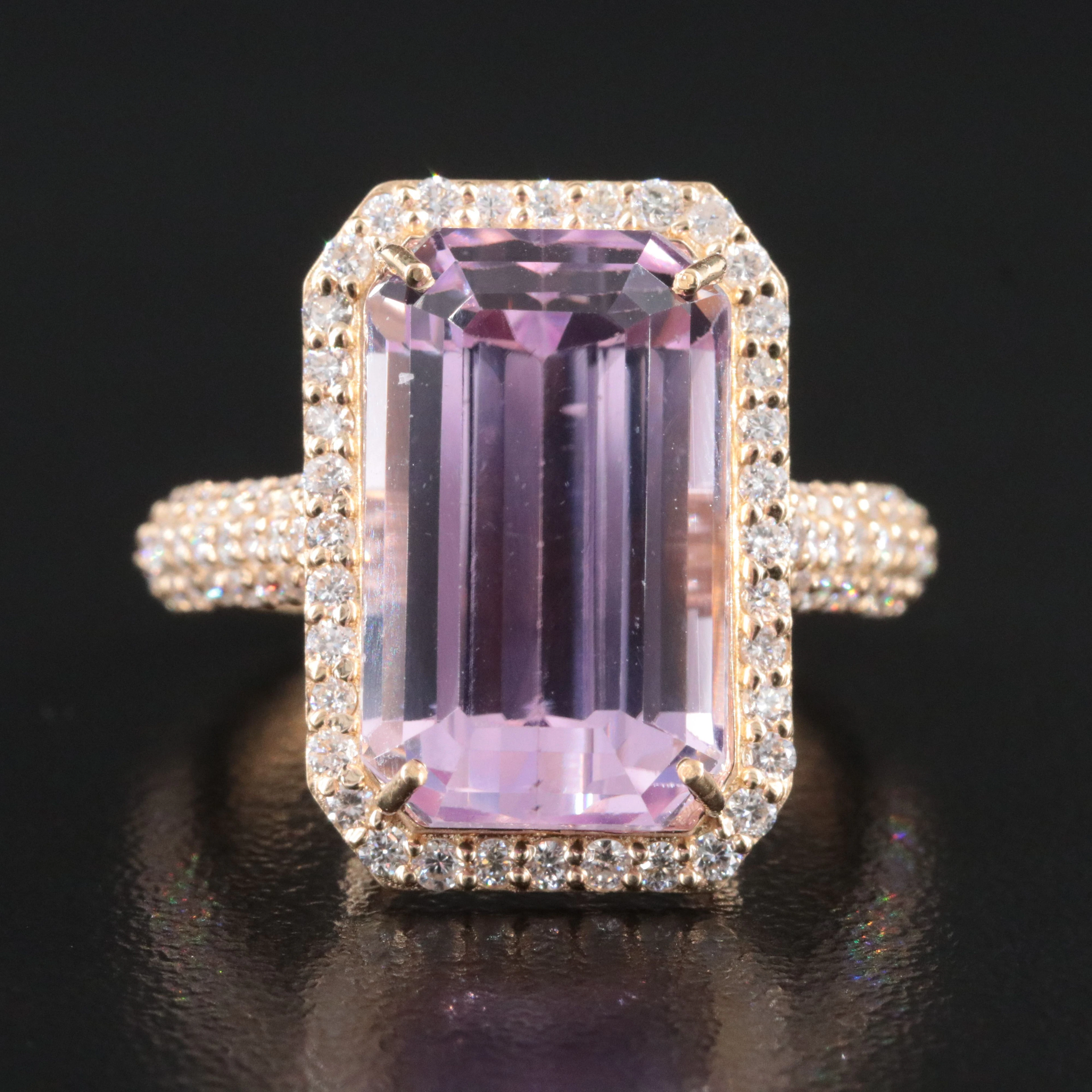 14K 12.35 CT Kunzite and 1.01 CTW Diamond Ring