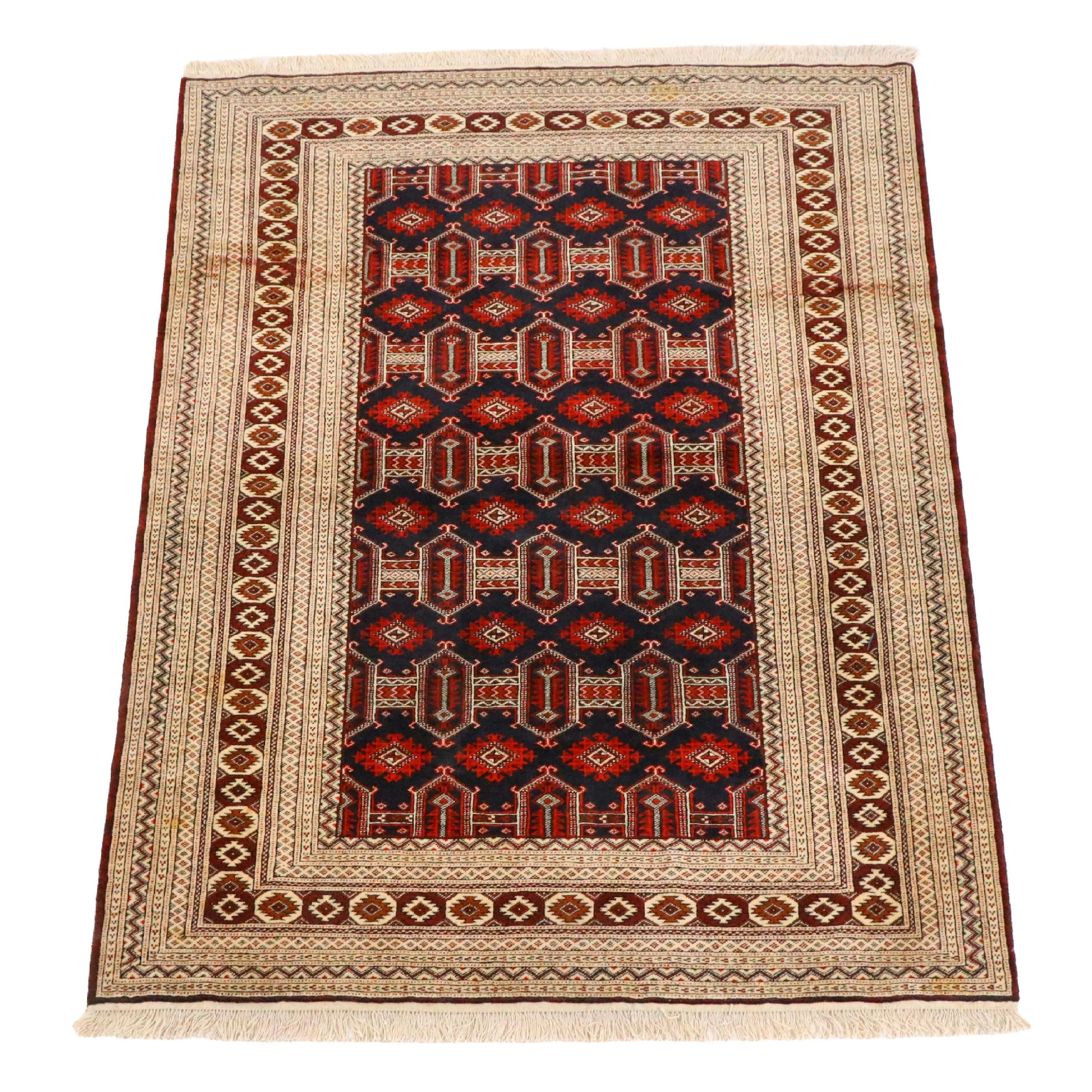 4'4 x 6'5 Hand-Knotted Afghan Turkmen Area Rug