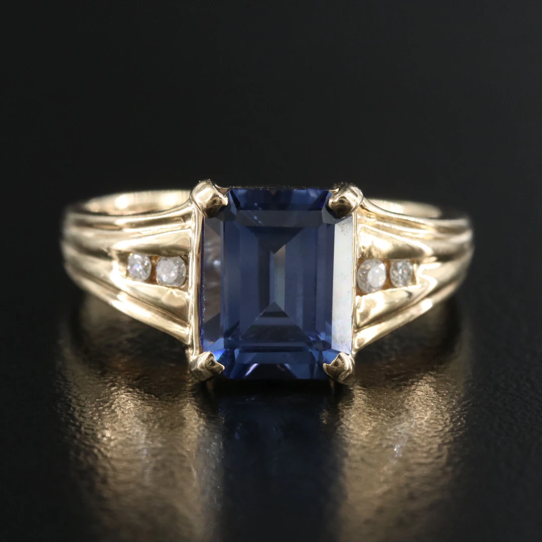 10K Sapphire and Diamond Ring