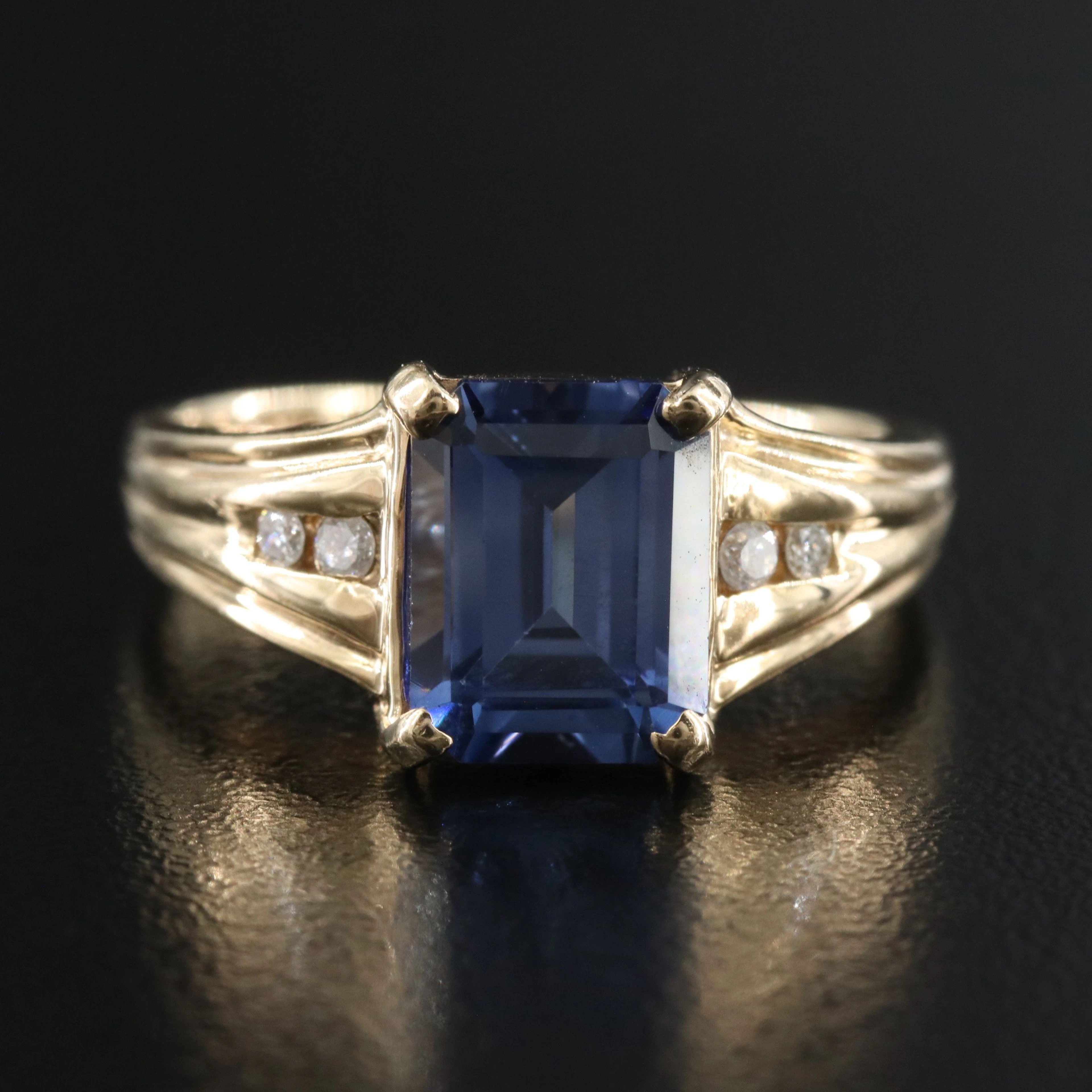10K Sapphire and Diamond Ring