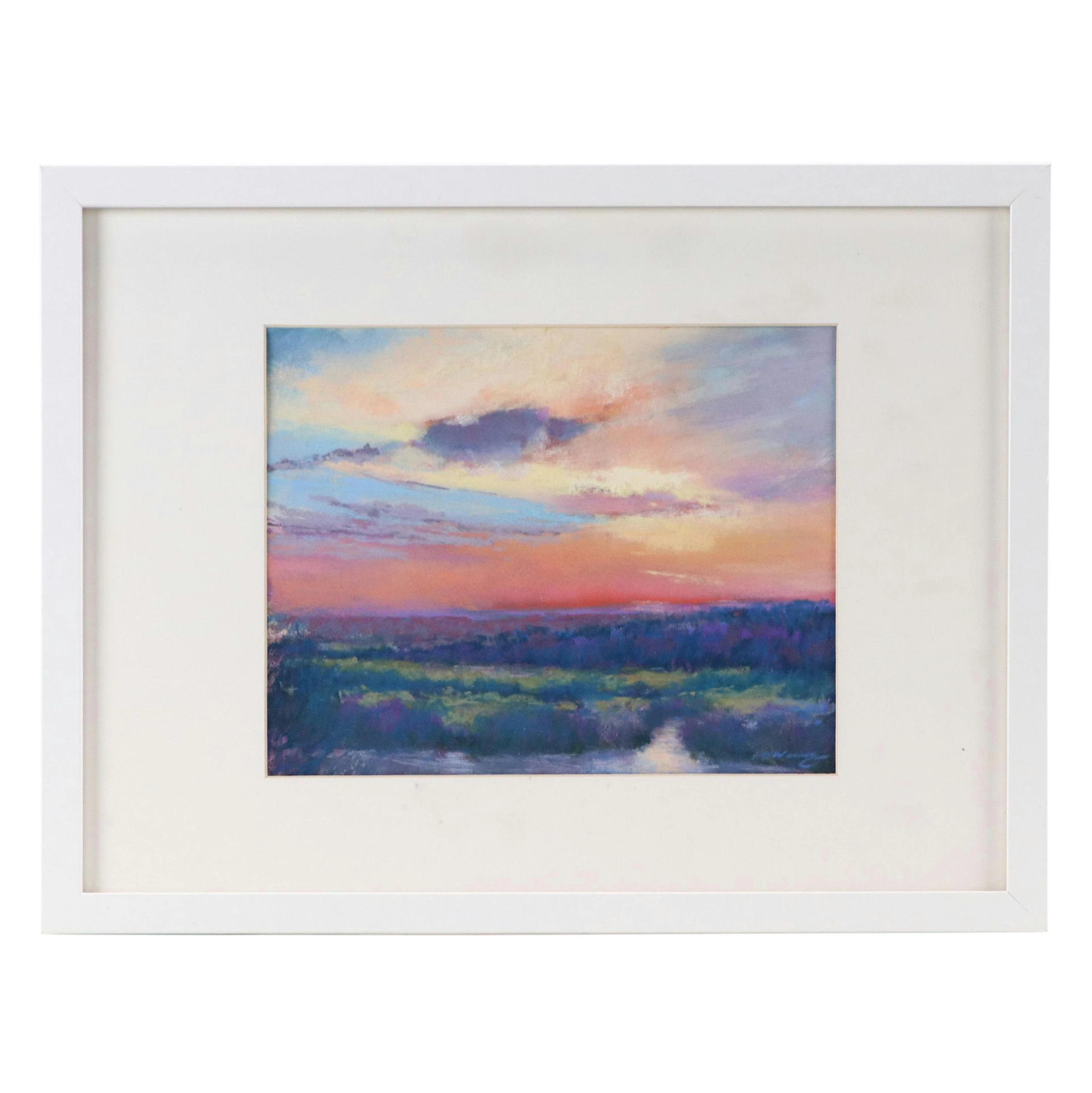 Sunset Landscape Pastel Drawing