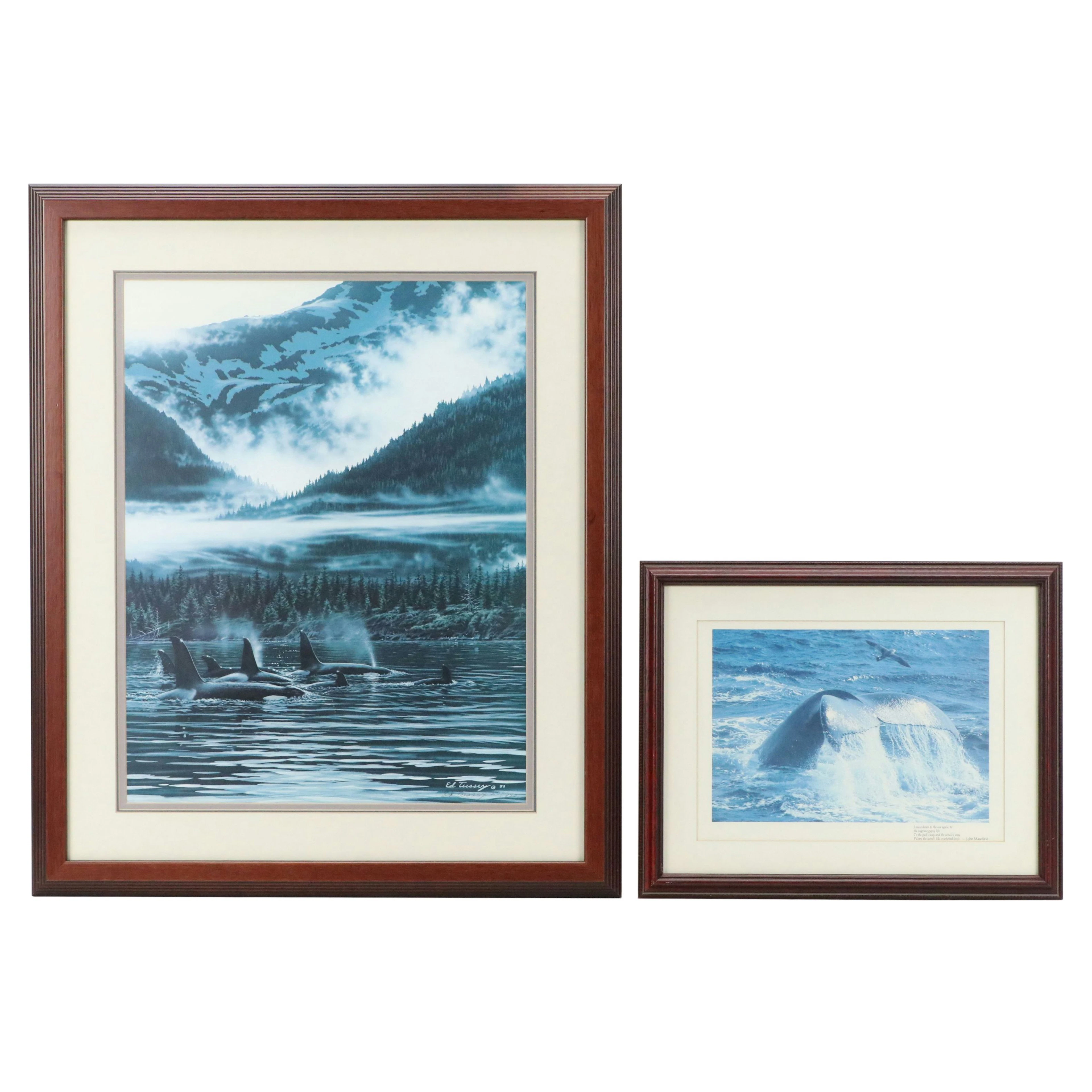 Ed Tussey Offset Lithograph "Orca's Mist" and Other Whale Print, Late 20th C.