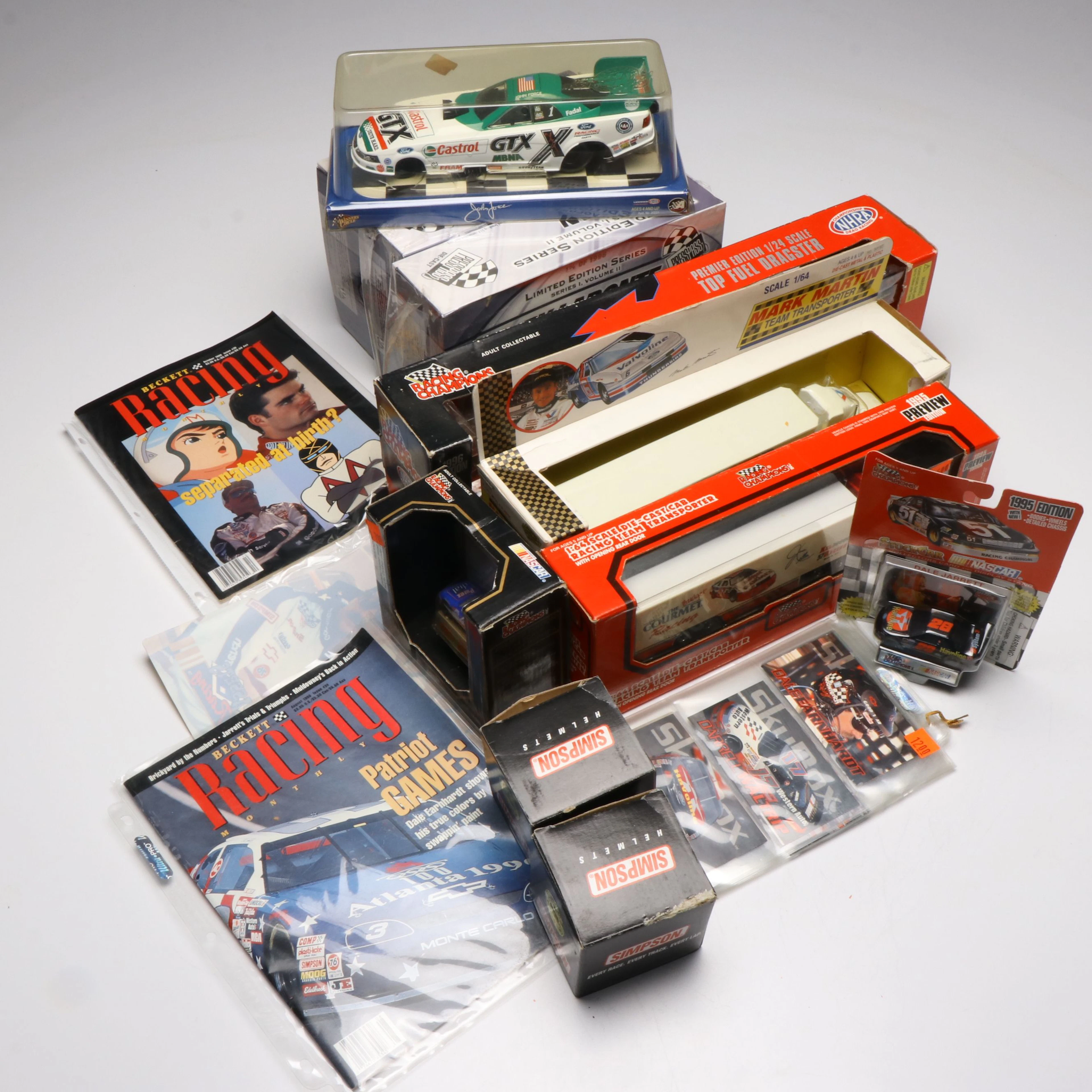 Racing Champions NASCAR Vehicles with Trading Cards, and More Memorabilia