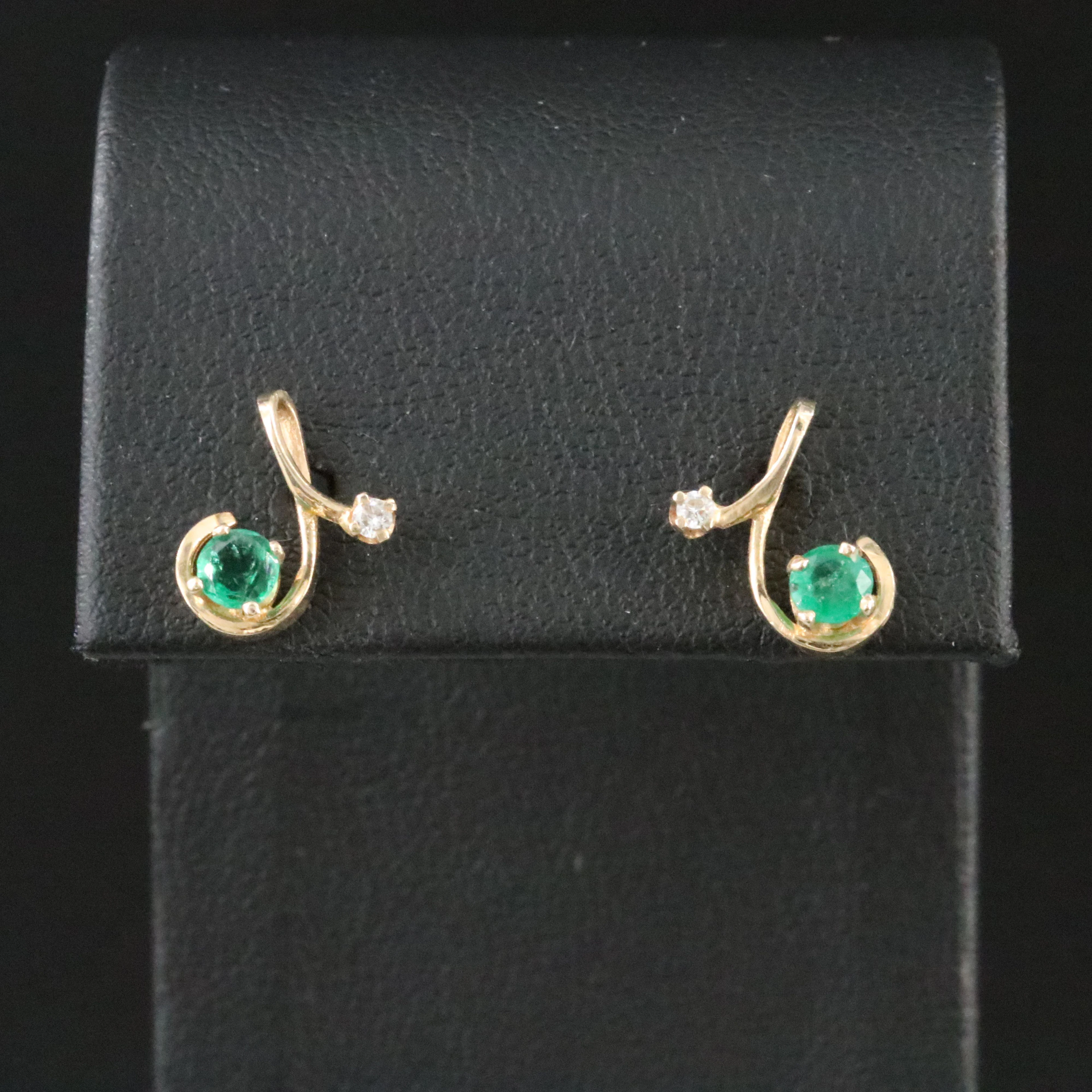 14K Emerald and Diamond Earrings