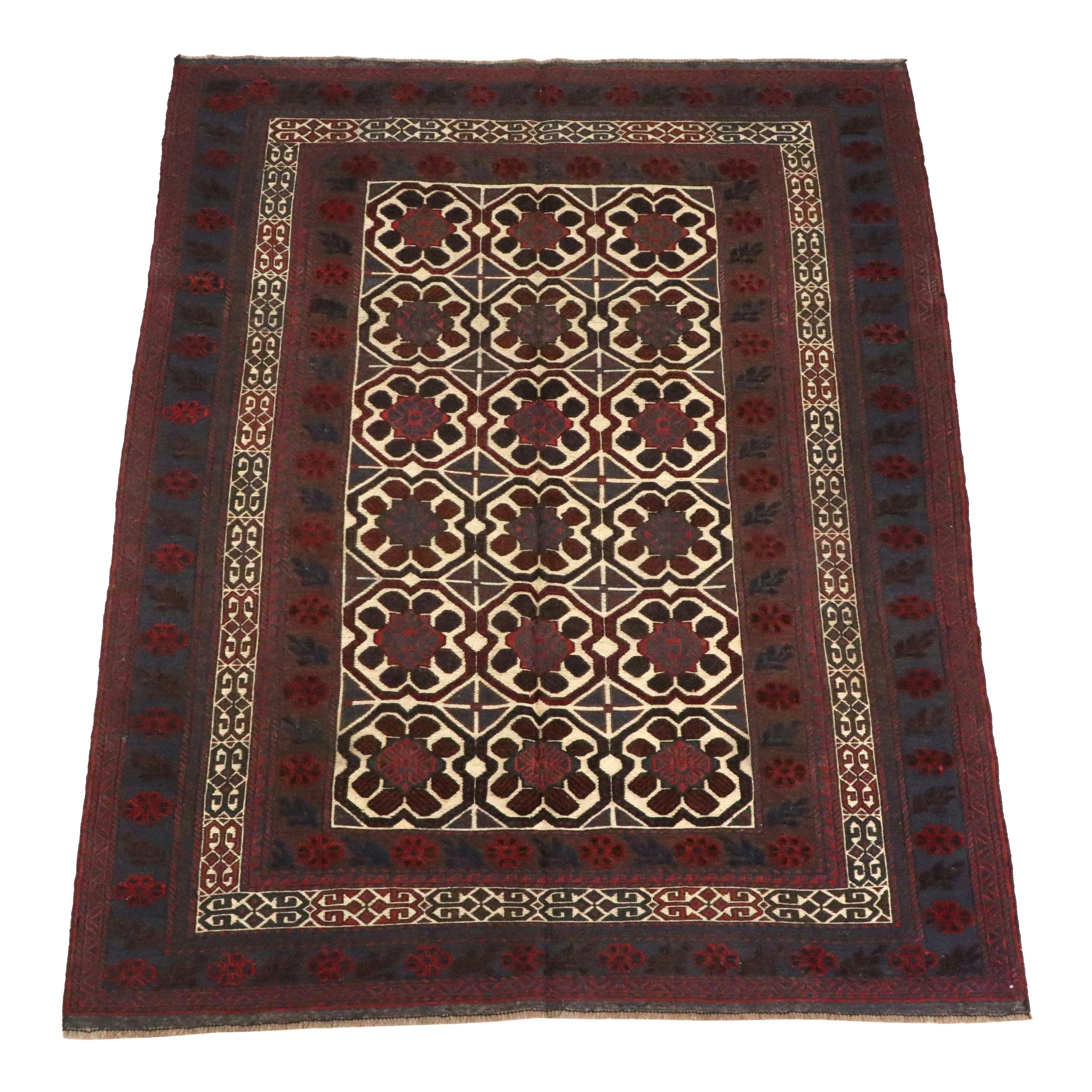 6'7 x 8'6 Hand-Knotted Afghan Barjasta Area Rug
